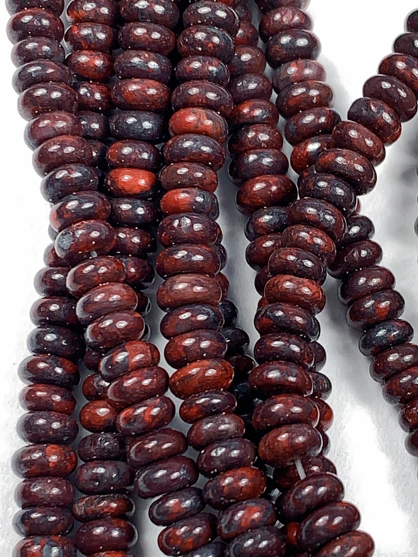 Good Quality Natural Red Black Brecciated Jasper Smooth Rondelle Beads 15" Strand 2x4mm