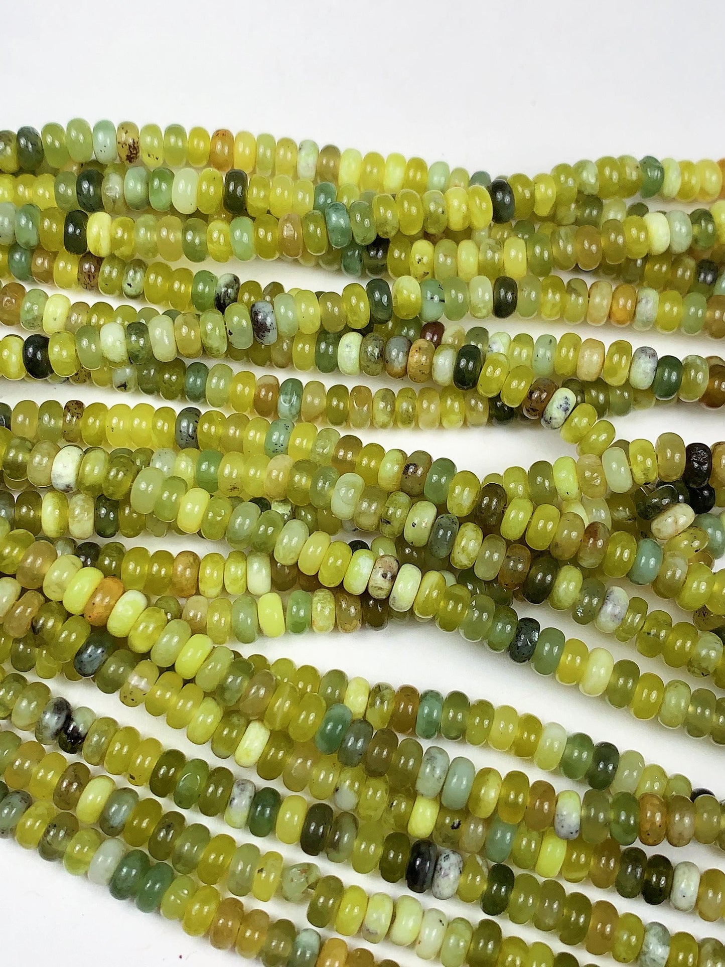 2x4mm Good Quality Natural Green Jade Smooth Rondelle Beads 15" Strand