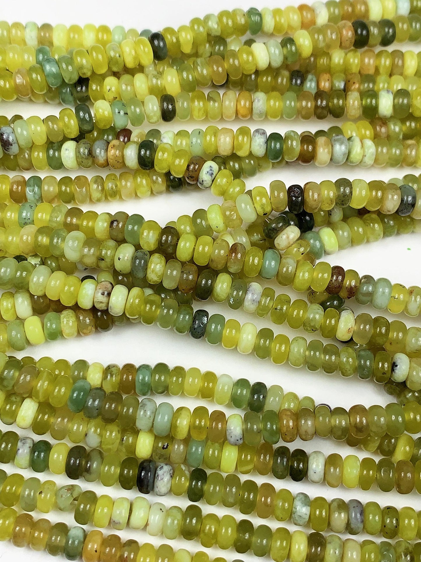2x4mm Good Quality Natural Green Jade Smooth Rondelle Beads 15" Strand