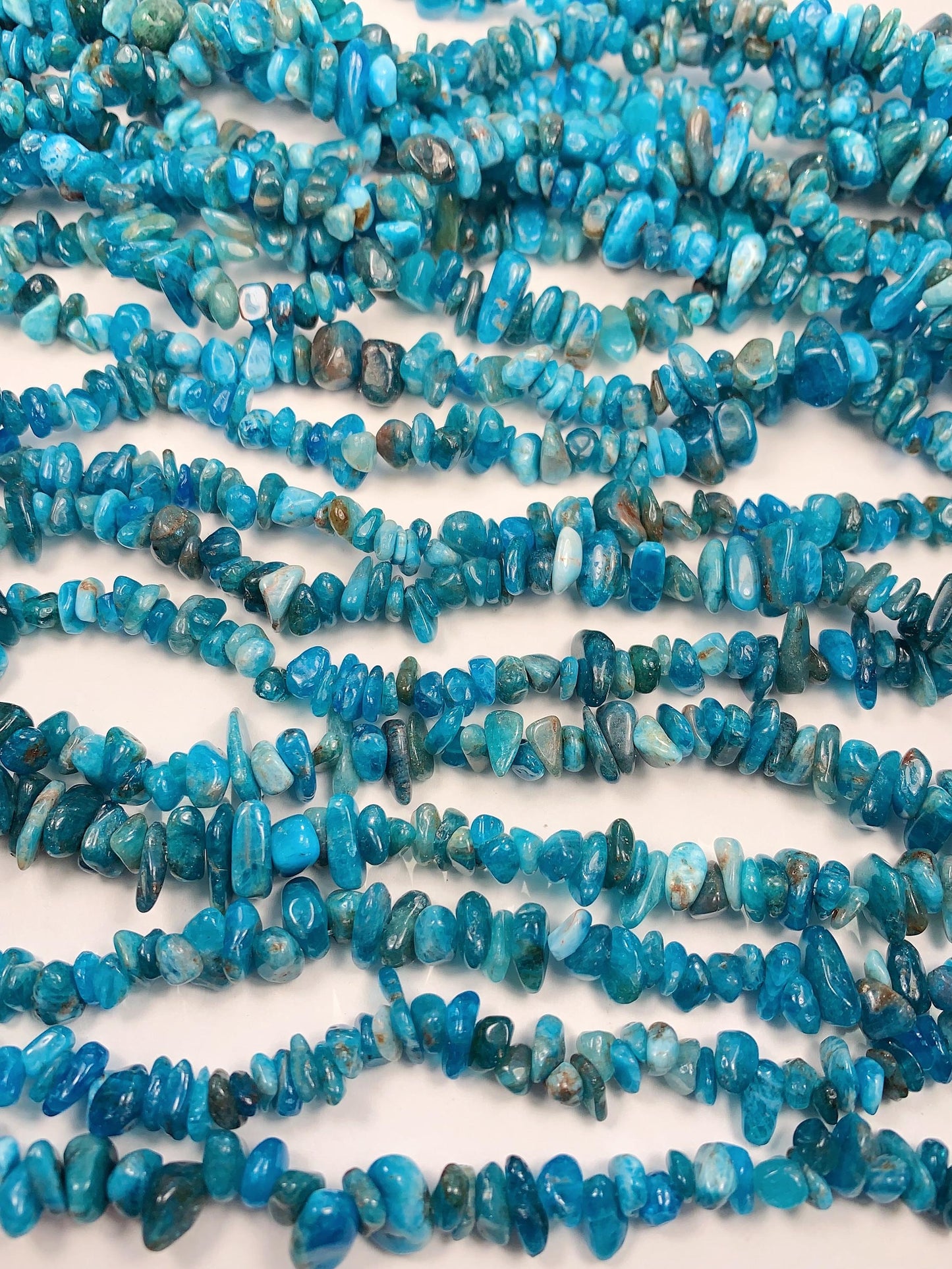 Blue Apatite Nugget Beads: Genuine Gemstone Crystal Chips, 32" Strand