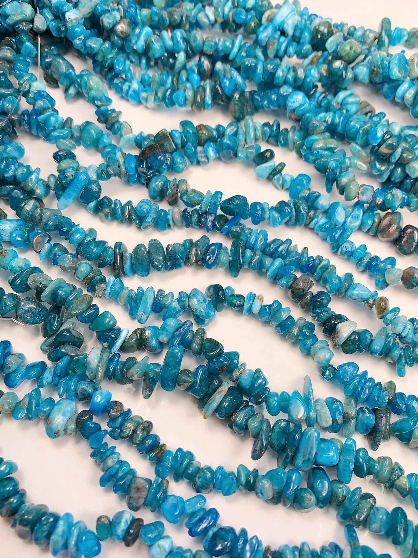 Blue Apatite Nugget Beads: Genuine Gemstone Crystal Chips, 32" Strand
