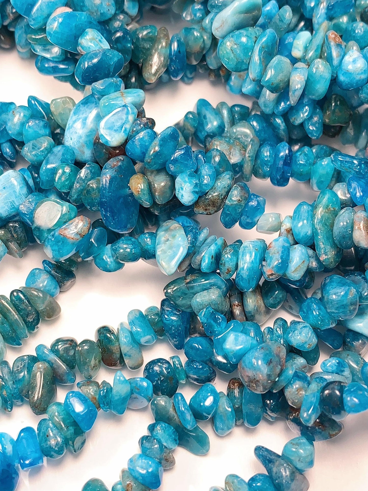 Blue Apatite Nugget Beads: Genuine Gemstone Crystal Chips, 32" Strand