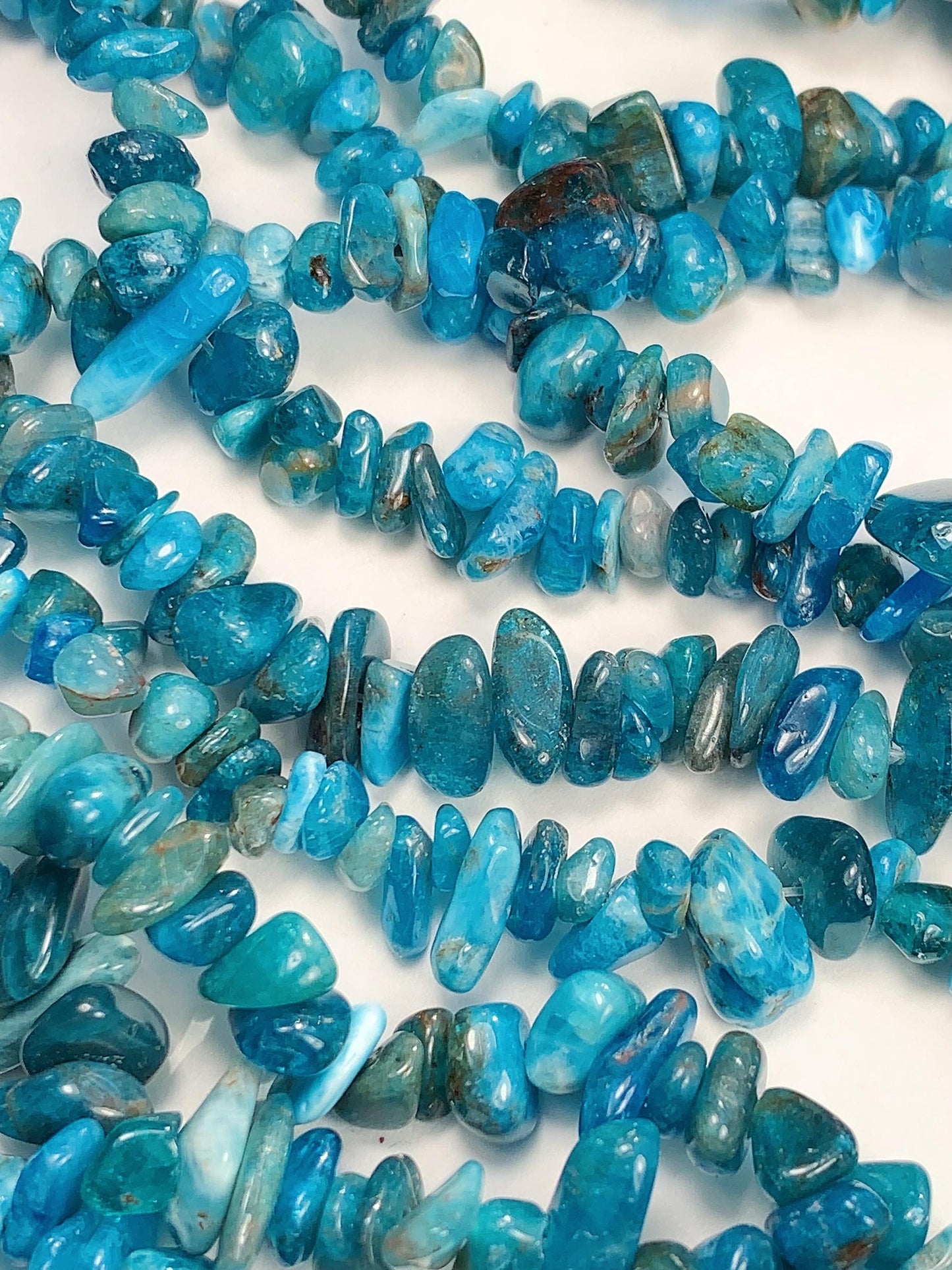 Blue Apatite Nugget Beads: Genuine Gemstone Crystal Chips, 32" Strand