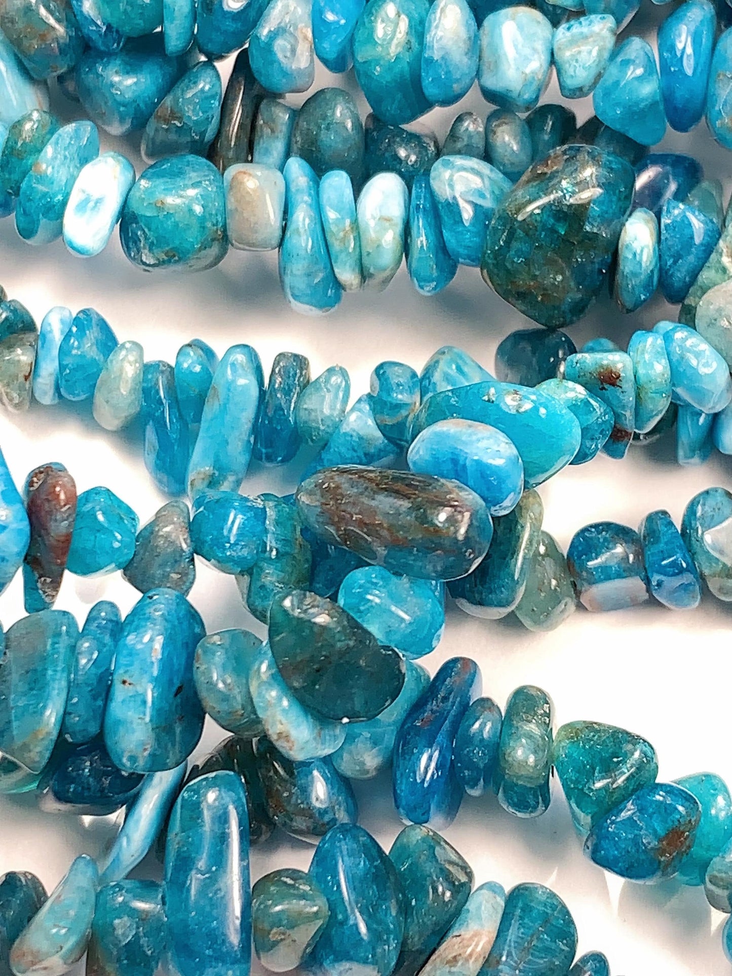 Blue Apatite Nugget Beads: Genuine Gemstone Crystal Chips, 32" Strand