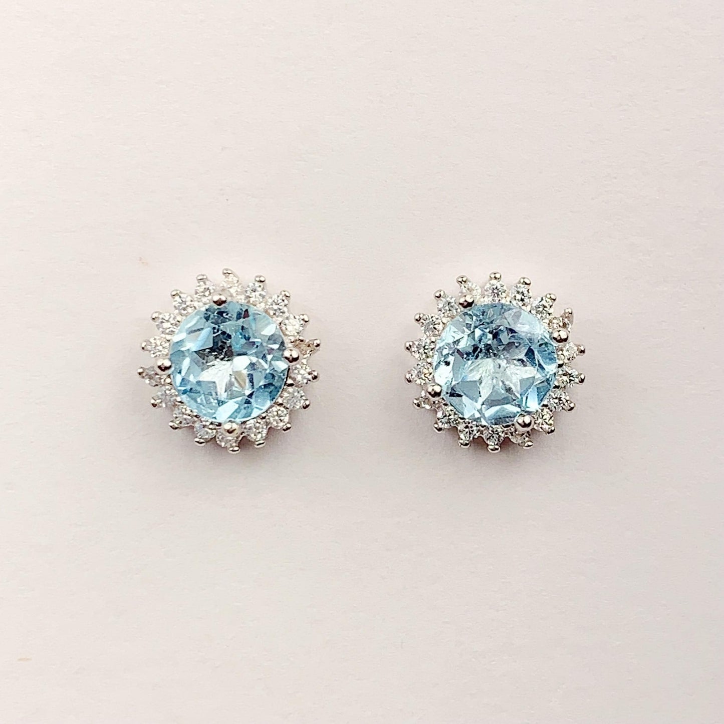 Sky Blue Topaz Earrings: 18k Gold Plated Sterling Silver Studs
