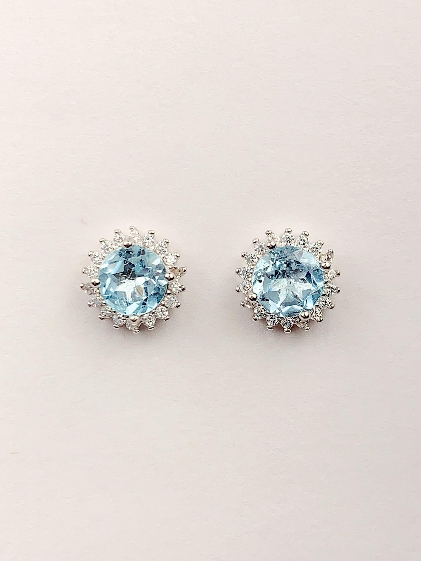 Sky Blue Topaz Earrings: 18k Gold Plated Sterling Silver Studs