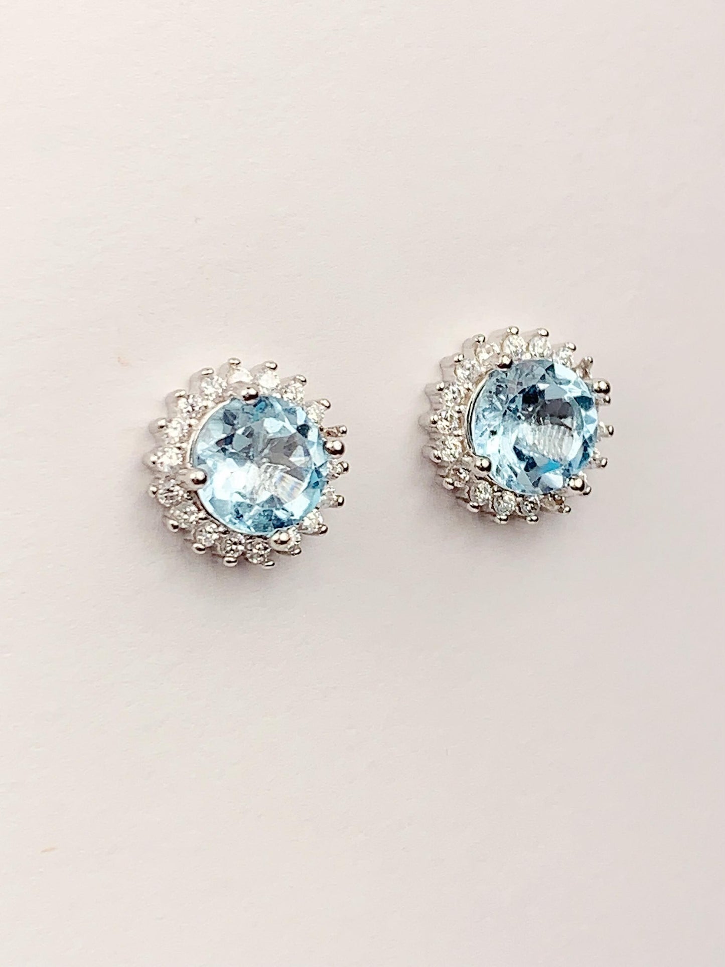 Sky Blue Topaz Earrings: 18k Gold Plated Sterling Silver Studs