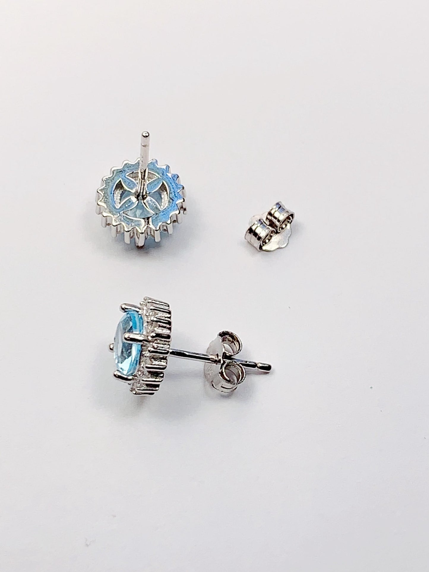 Sky Blue Topaz Earrings: 18k Gold Plated Sterling Silver Studs