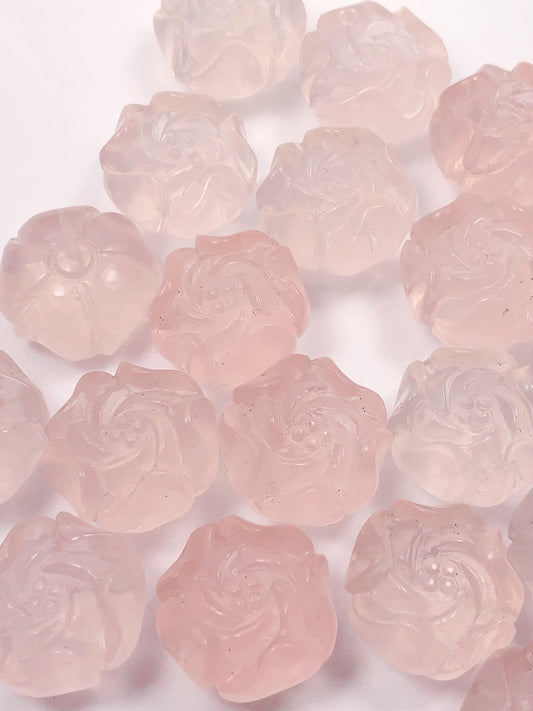 16mm Carved Flowers Rose Quartz Beads: AAA Grade Peony Flower Gemstone