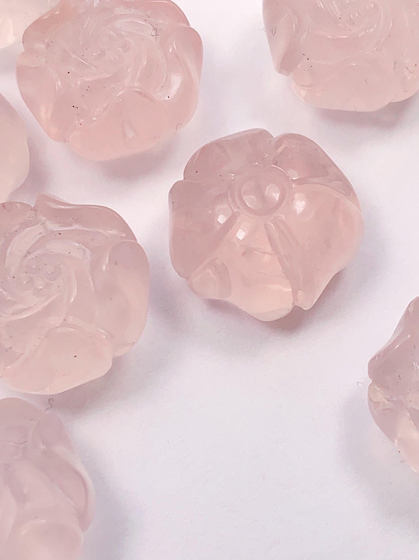 16mm Carved Flowers Rose Quartz Beads: AAA Grade Peony Flower Gemstone
