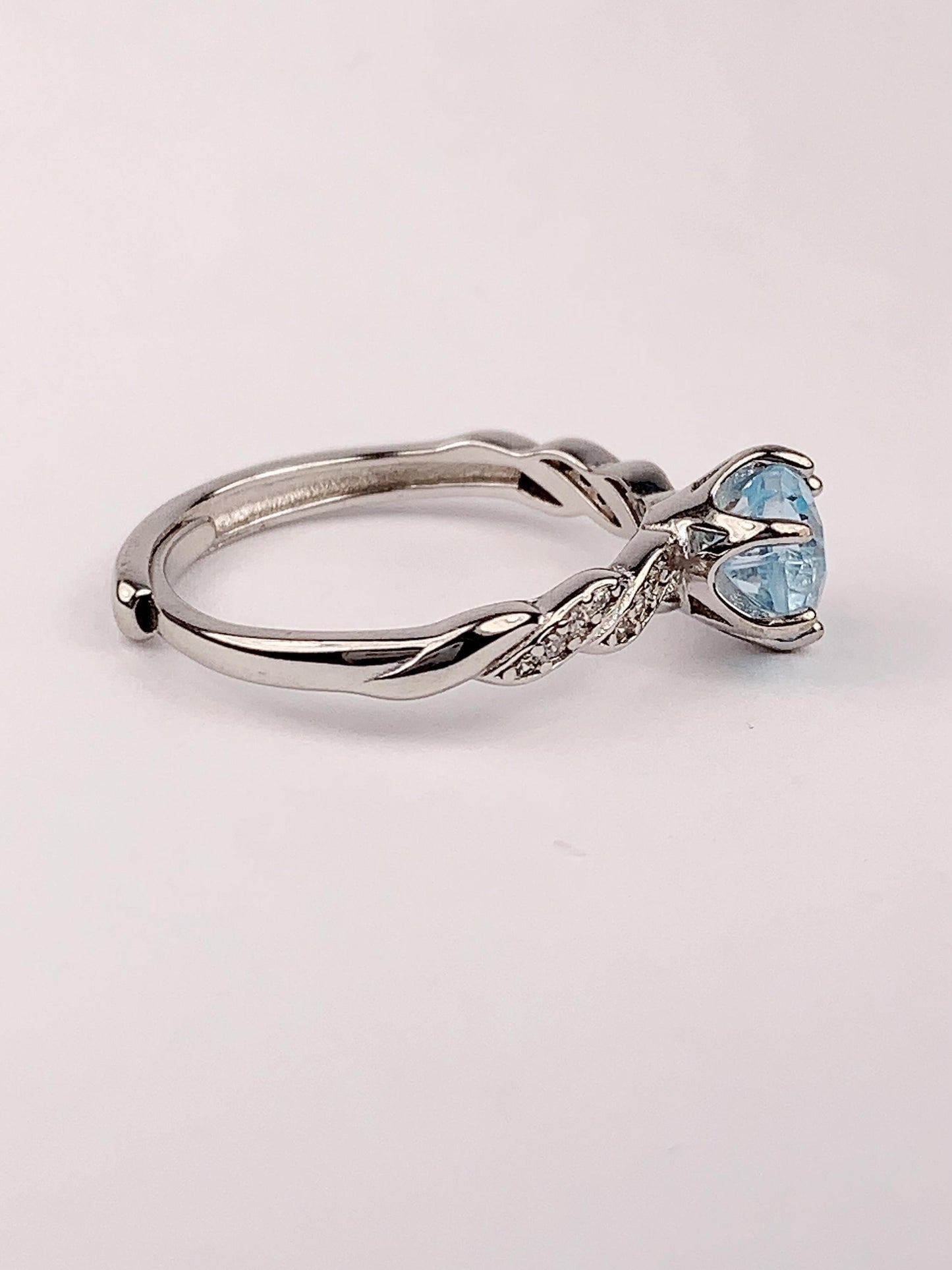 6.5mm 1 Carat  Genuine Natural Swiss Blue Topaz  18K Gold Plated S 925 Sterling Silver Ring fireworks faceted cut