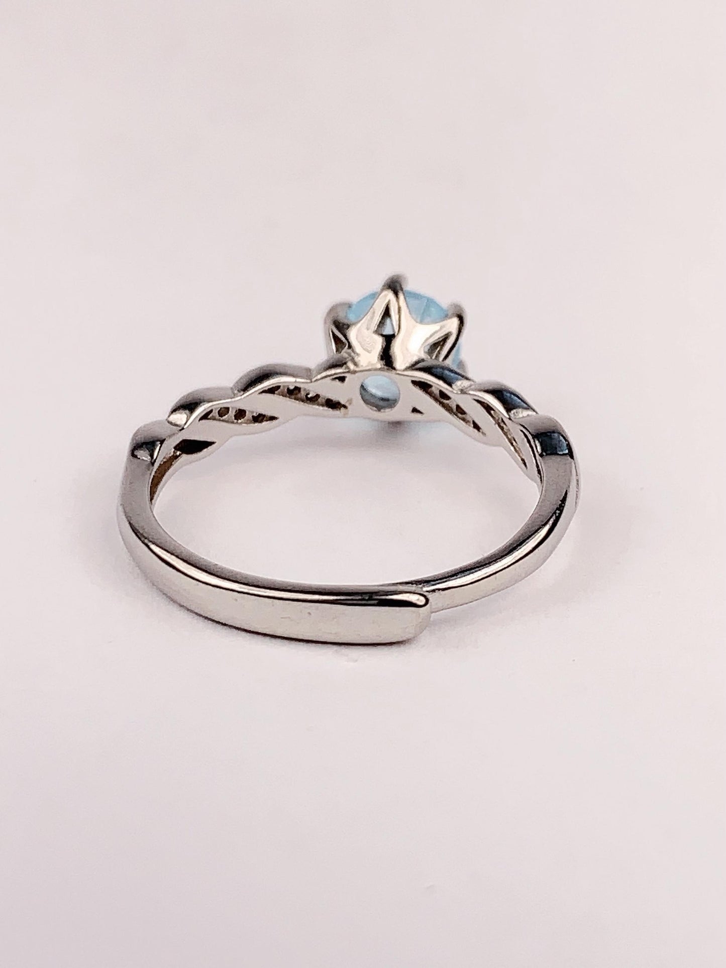 6.5mm 1 Carat  Genuine Natural Swiss Blue Topaz  18K Gold Plated S 925 Sterling Silver Ring fireworks faceted cut