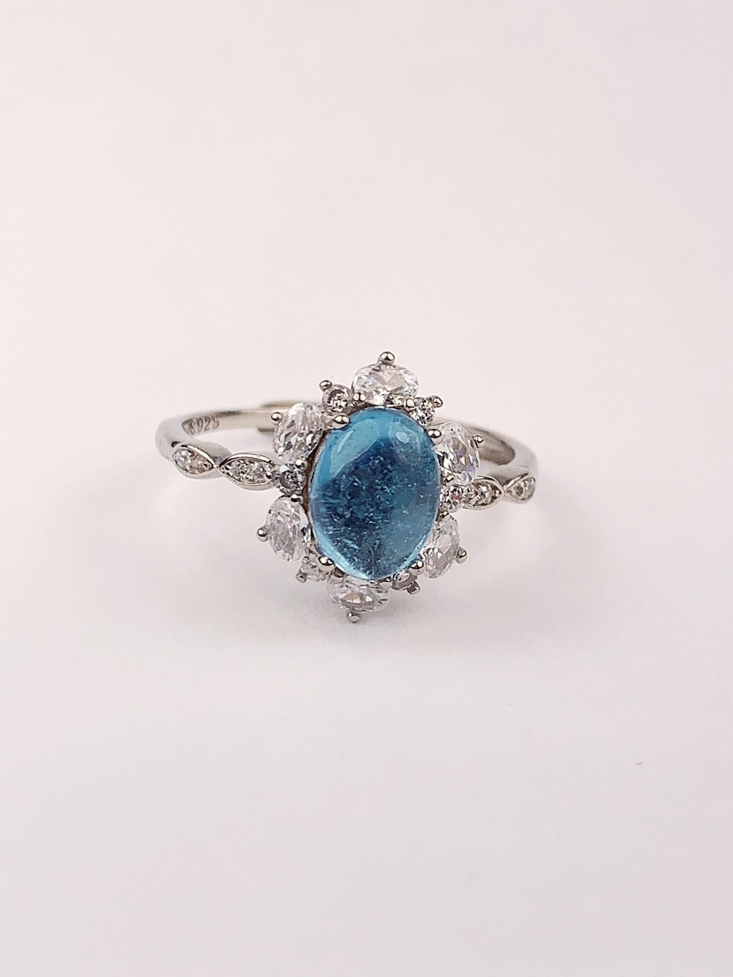 Aquamarine Sterling Silver Ring: 18K Gold Plated Birthstone