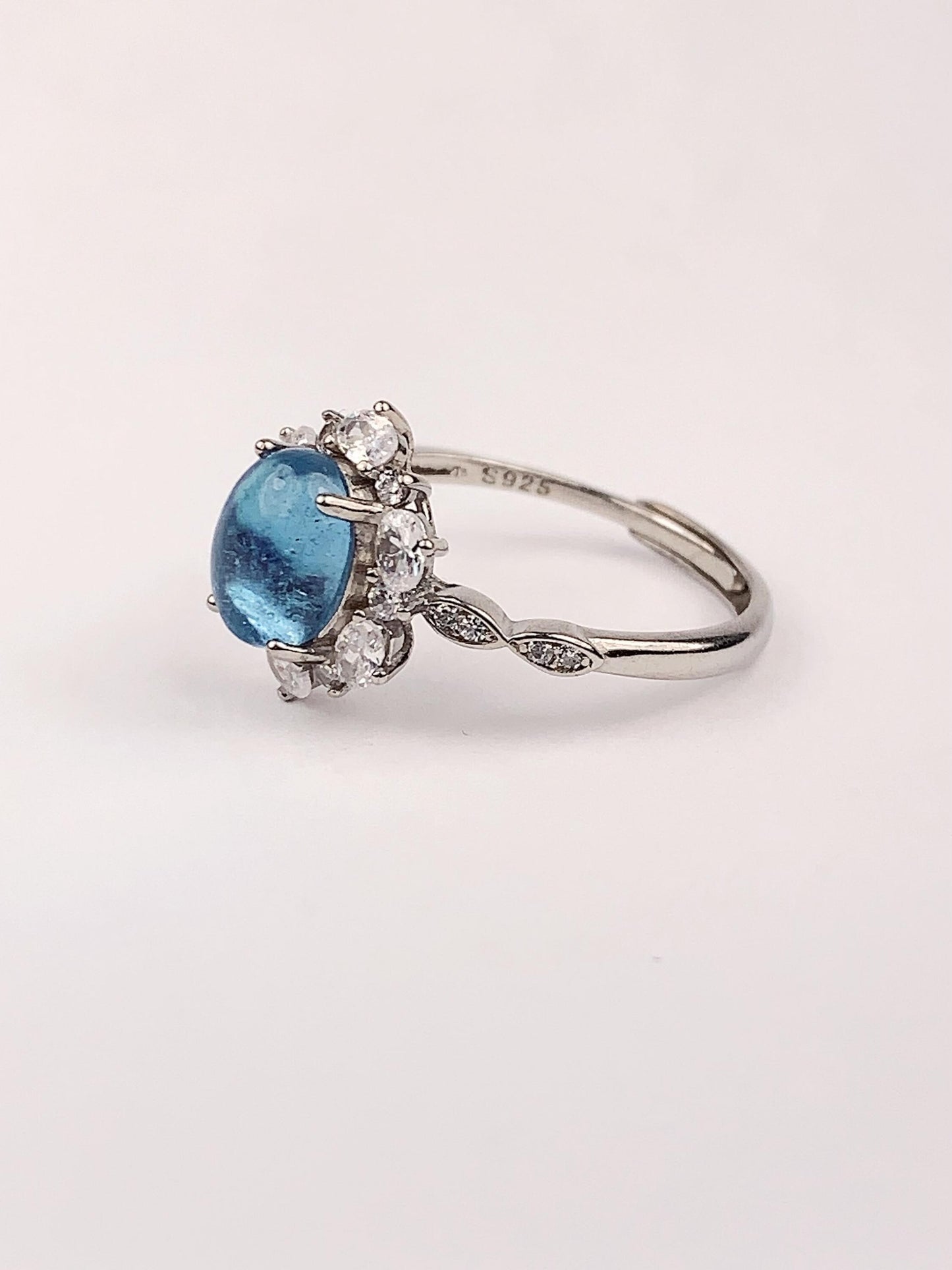 Aquamarine Sterling Silver Ring: 18K Gold Plated Birthstone