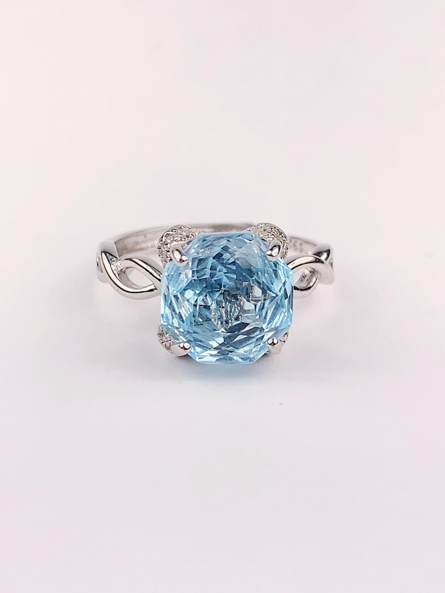 Swiss Blue Topaz Ring: 18K Gold Plated Sterling Silver, Rose Cut