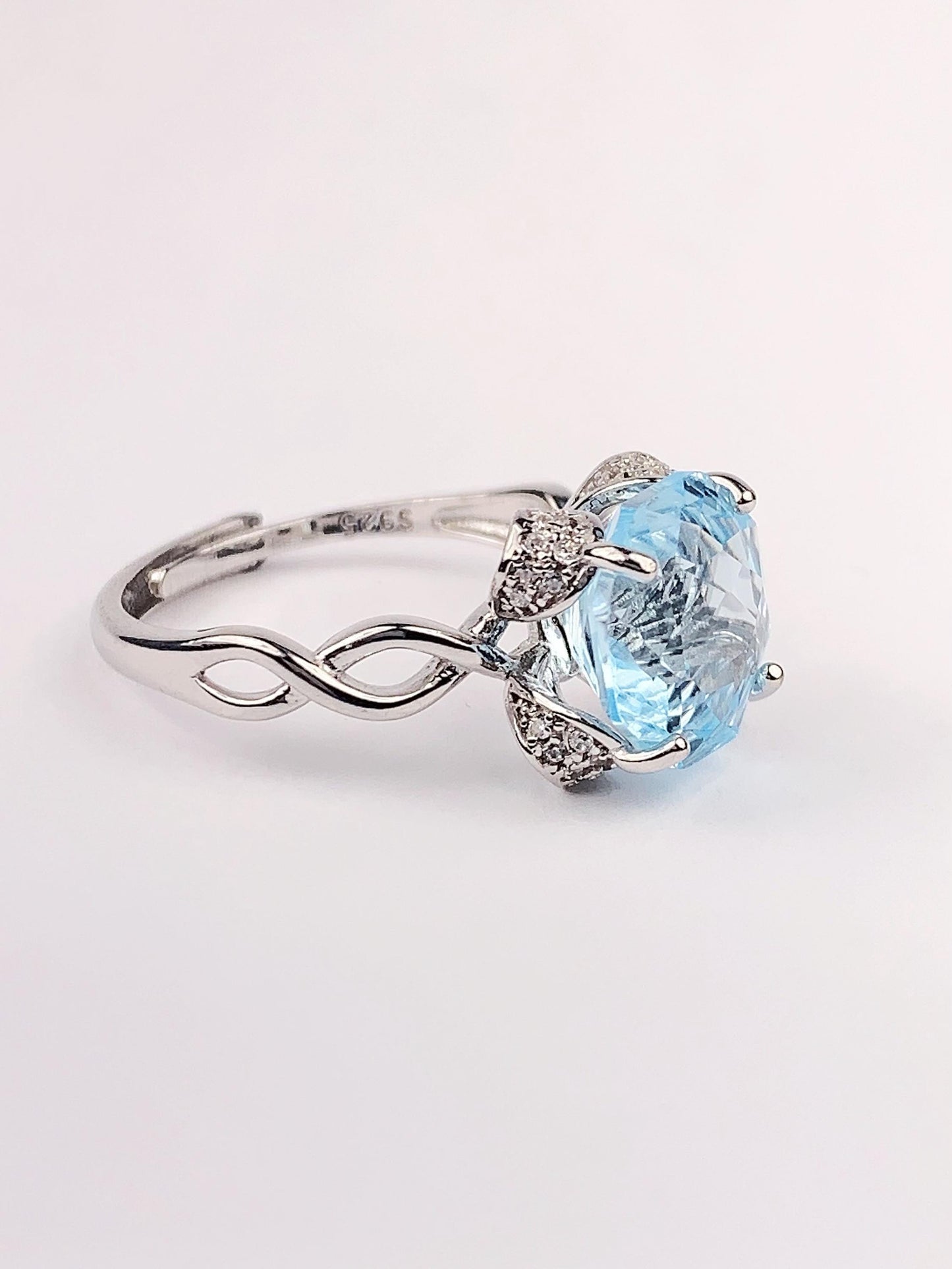 Swiss Blue Topaz Ring: 18K Gold Plated Sterling Silver, Rose Cut