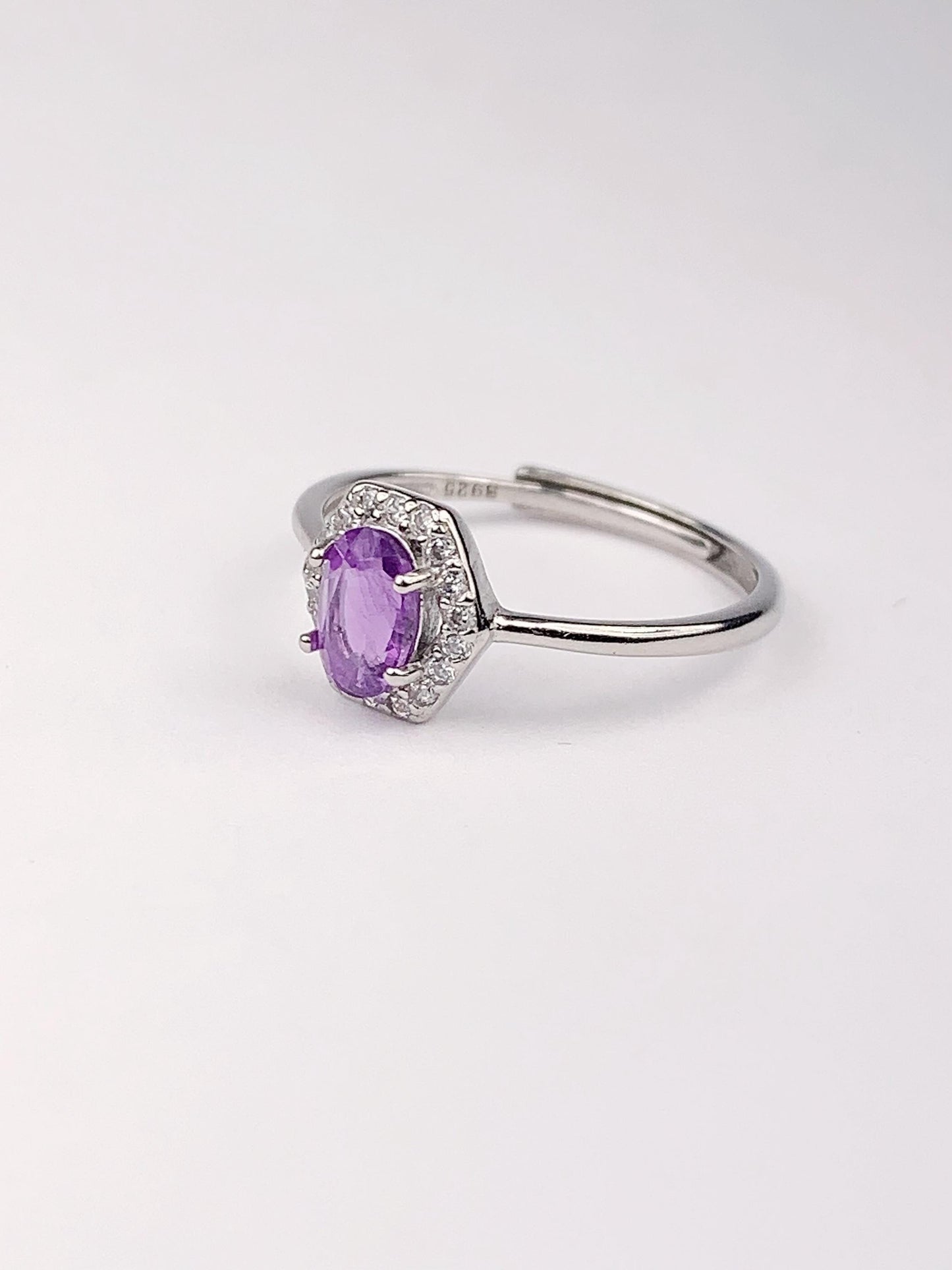 Amethyst Ring: 18K Gold Plated Sterling Silver, Adjustable