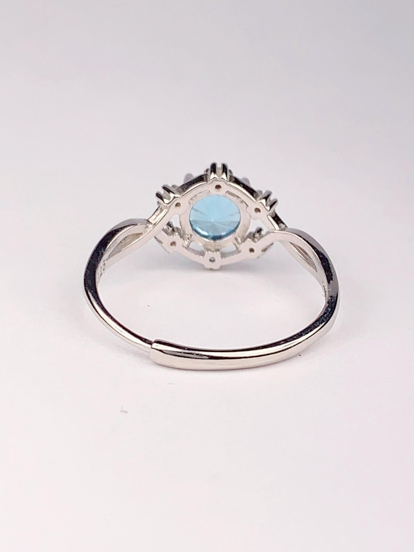 6mm 1 Carat  Genuine Natural Swiss Blue Topaz 18K Gold Plated S 925 Sterling Silver Ring fireworks faceted cut