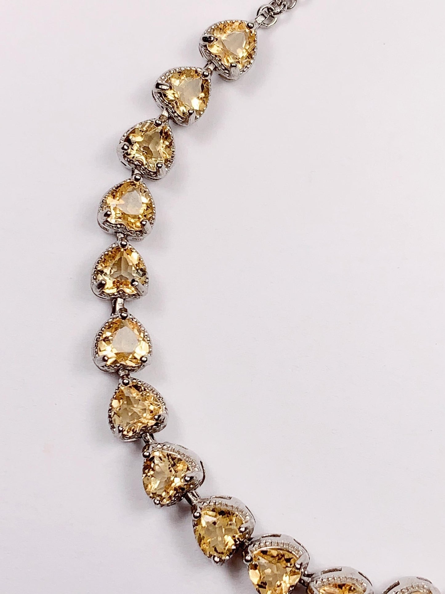 Citrine Heart Bracelet: 18k White Gold Plated Sterling Silver