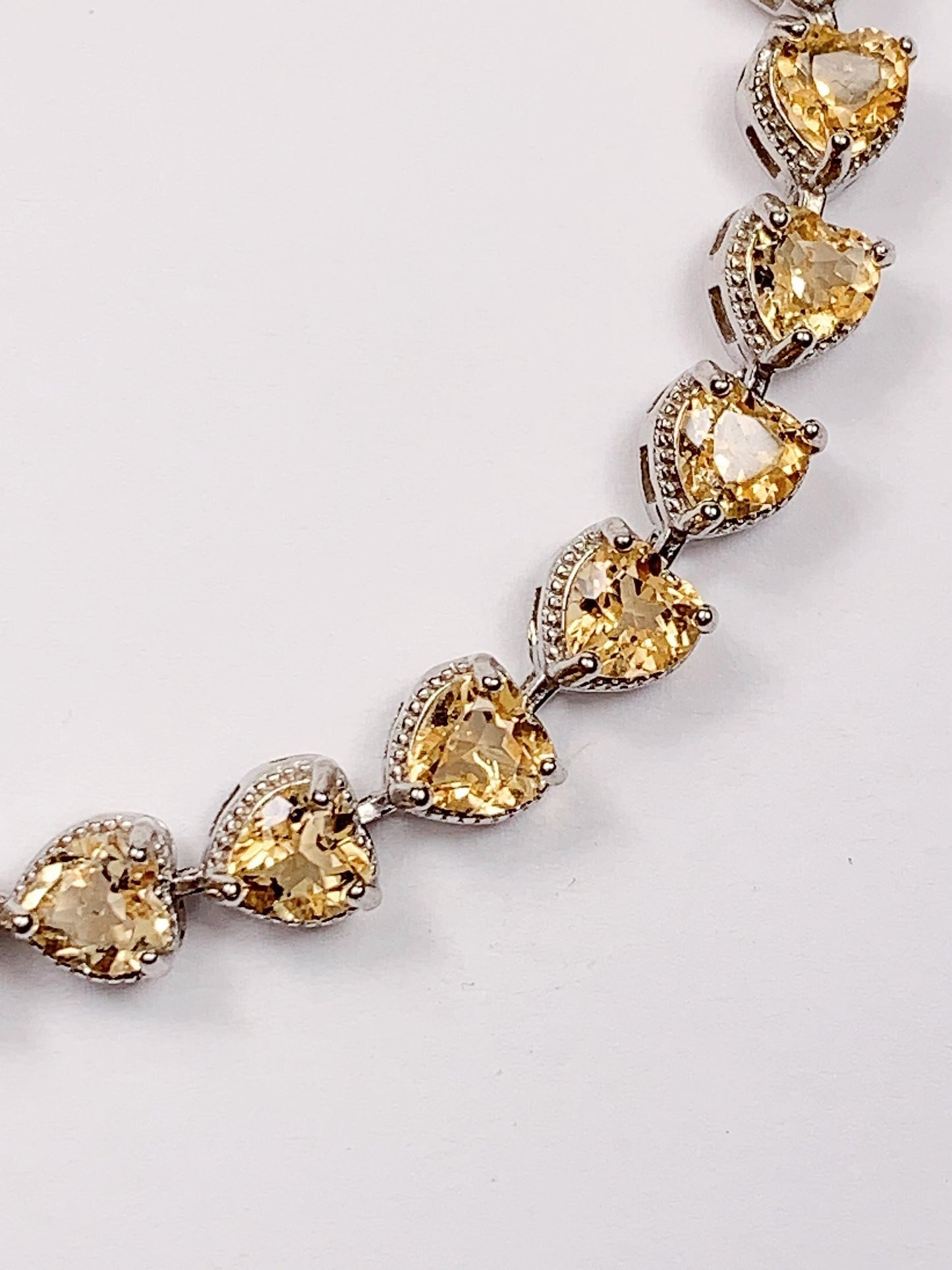 Citrine Heart Bracelet: 18k White Gold Plated Sterling Silver