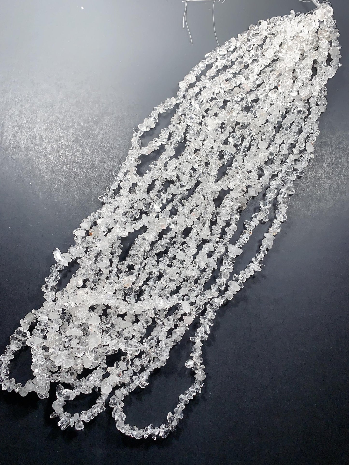 High Quality Natural Transparent Clear Quartz Rock Crystal Nugget Pebble Irregular Chip Beads Gemstone Strand, 32"