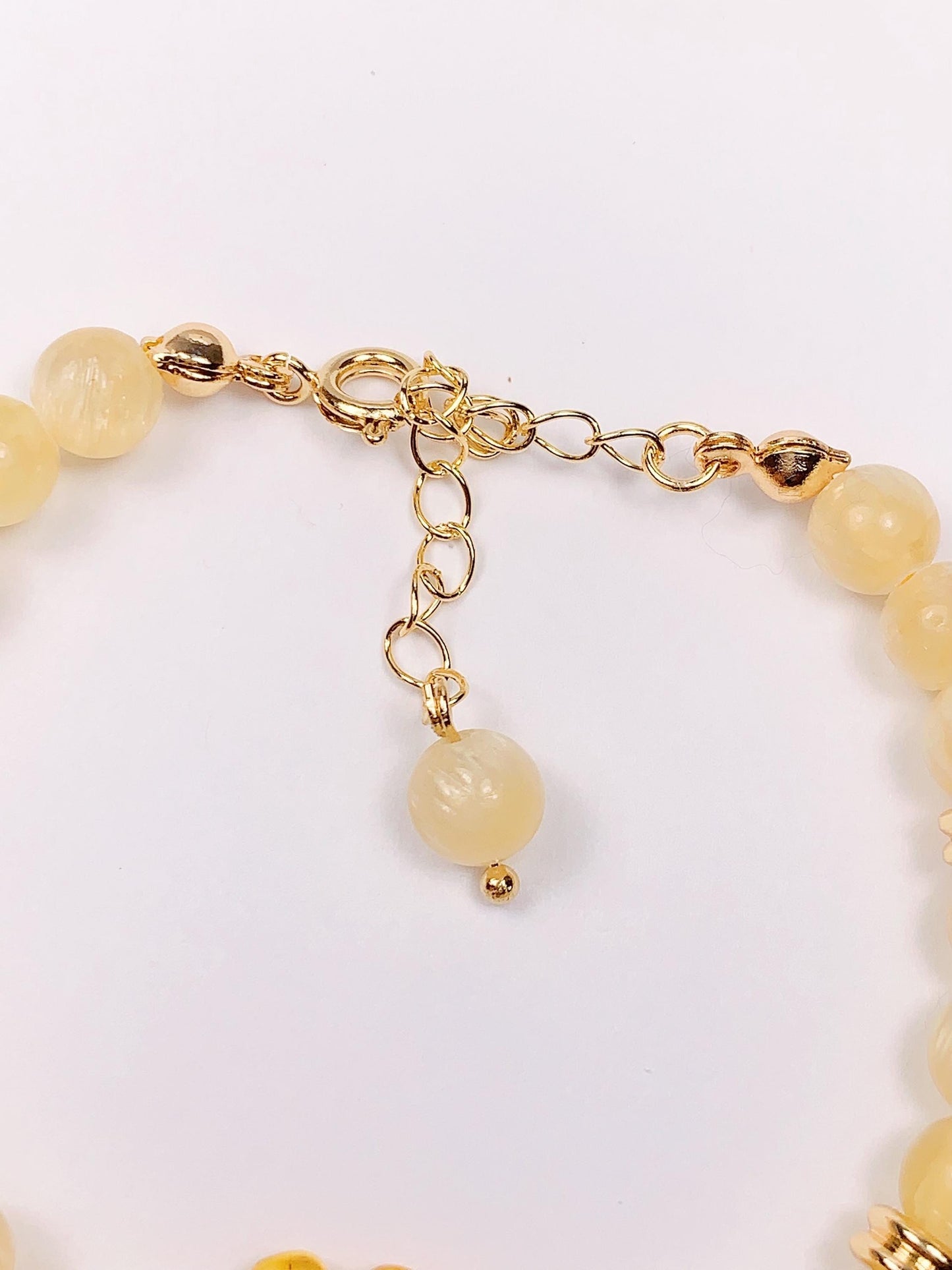 Natural Amber 14K Gold Filled Bracelet with Yellow Jade