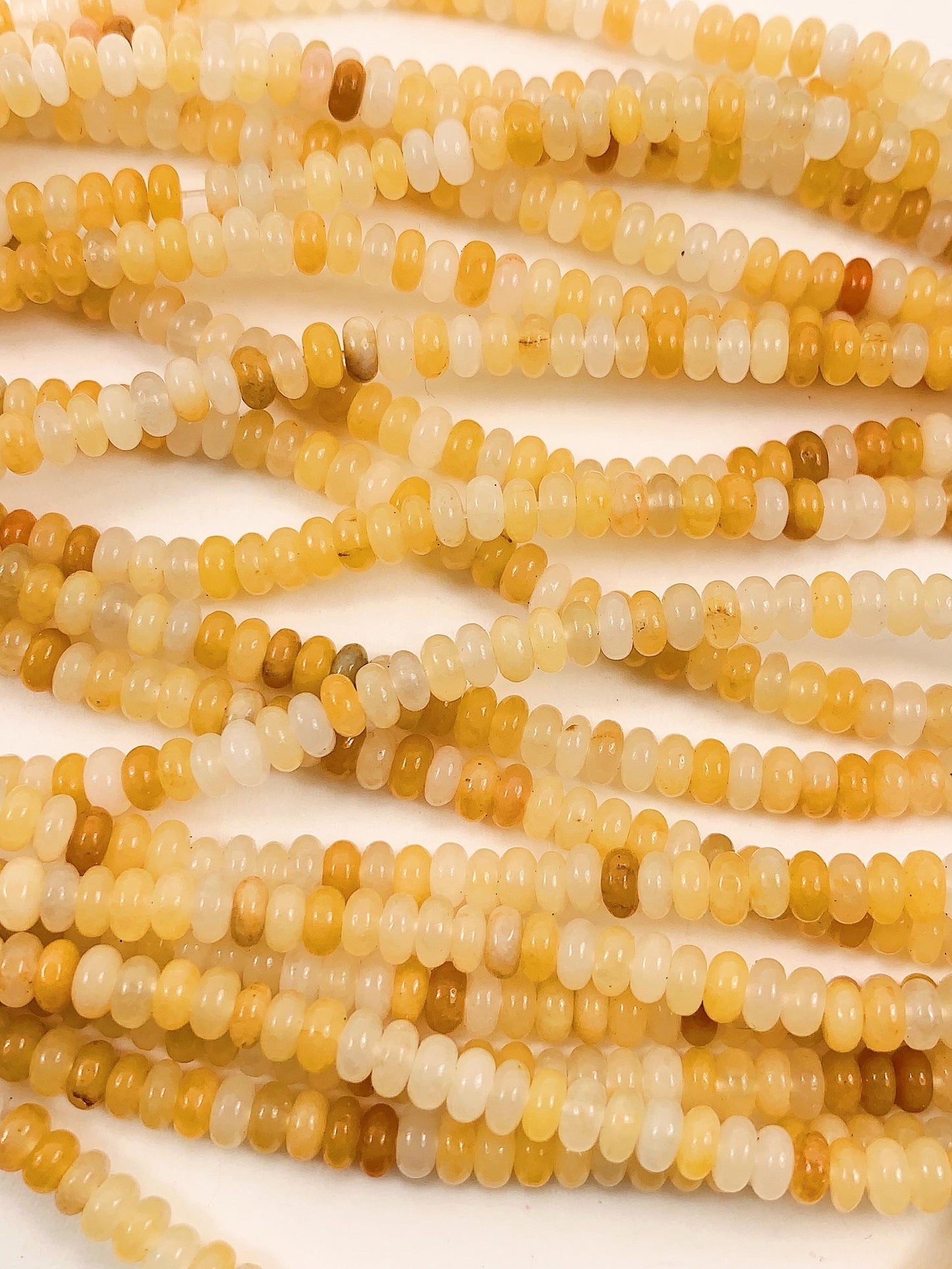 2x4mm Natural Yellow Jade Smooth Rondelle Beads 15" Strand