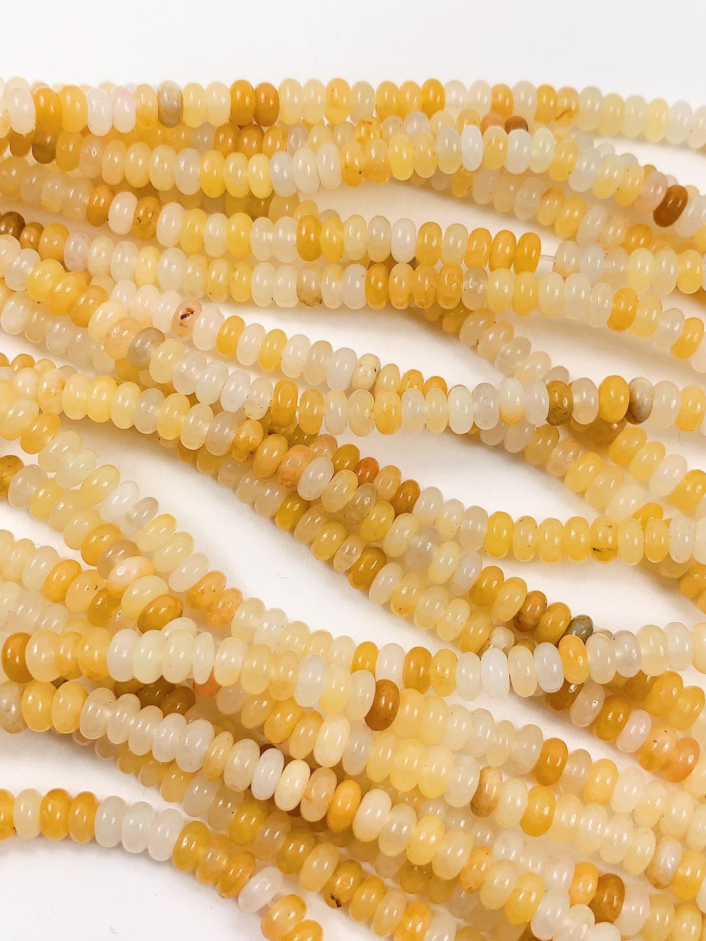 2x4mm Natural Yellow Jade Smooth Rondelle Beads 15" Strand