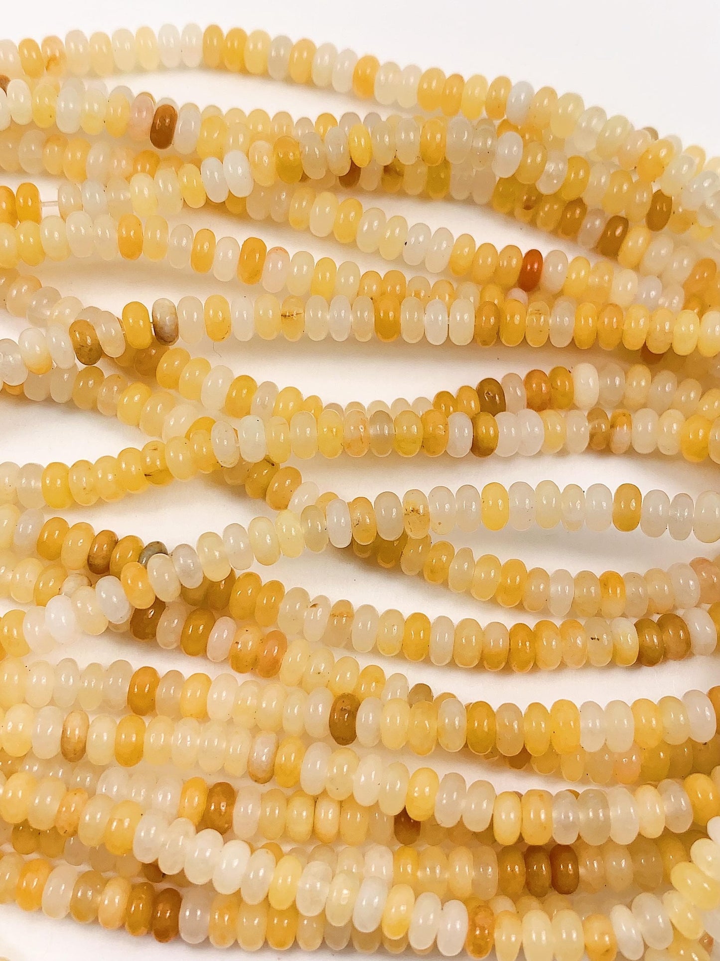 2x4mm Natural Yellow Jade Smooth Rondelle Beads 15" Strand