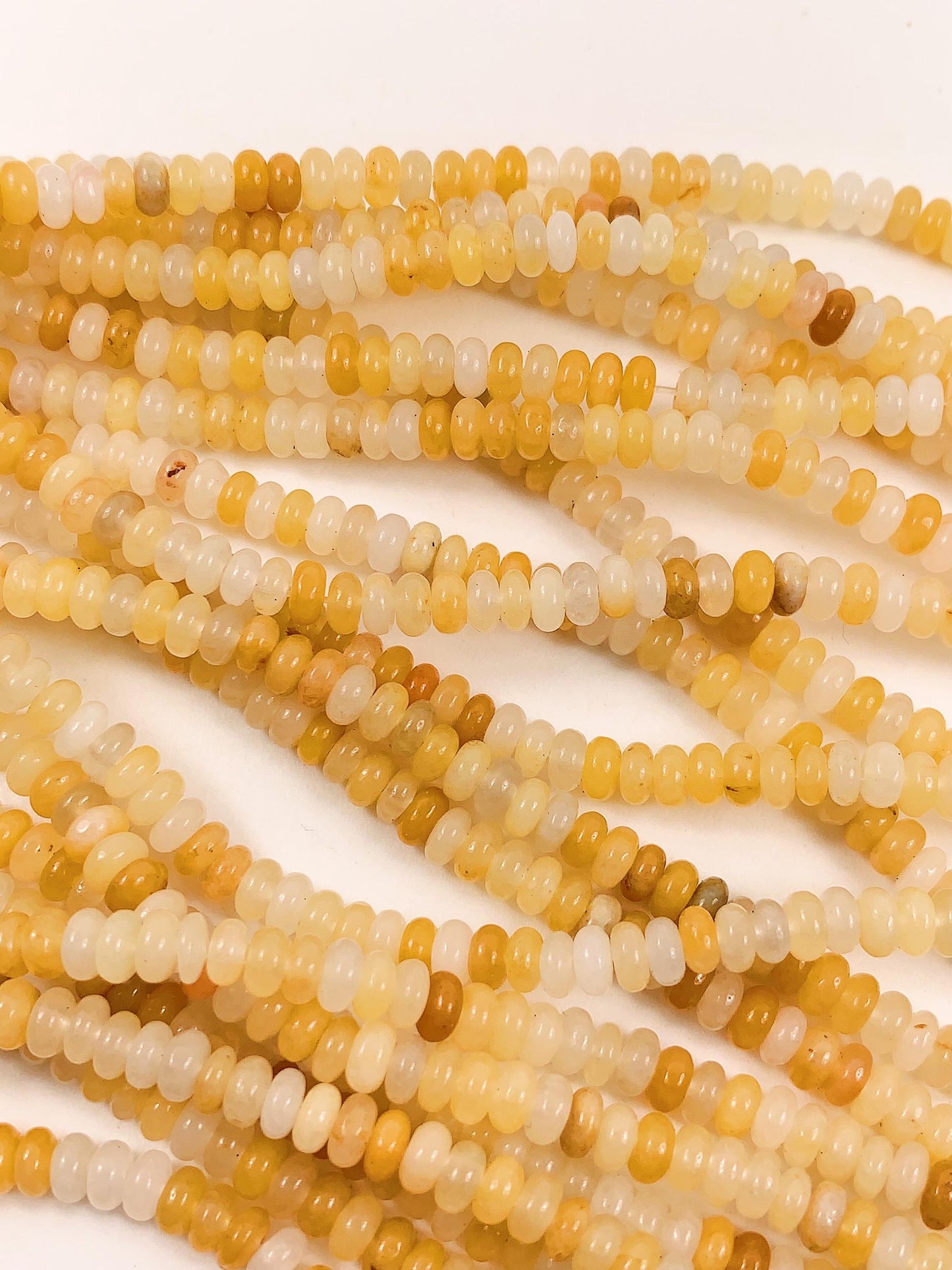 2x4mm Natural Yellow Jade Smooth Rondelle Beads 15" Strand