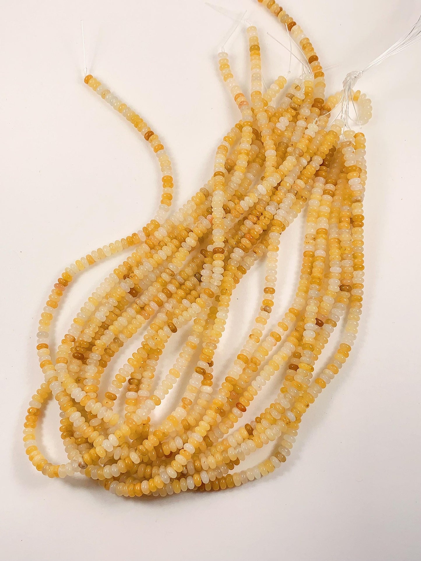 2x4mm Natural Yellow Jade Smooth Rondelle Beads 15" Strand