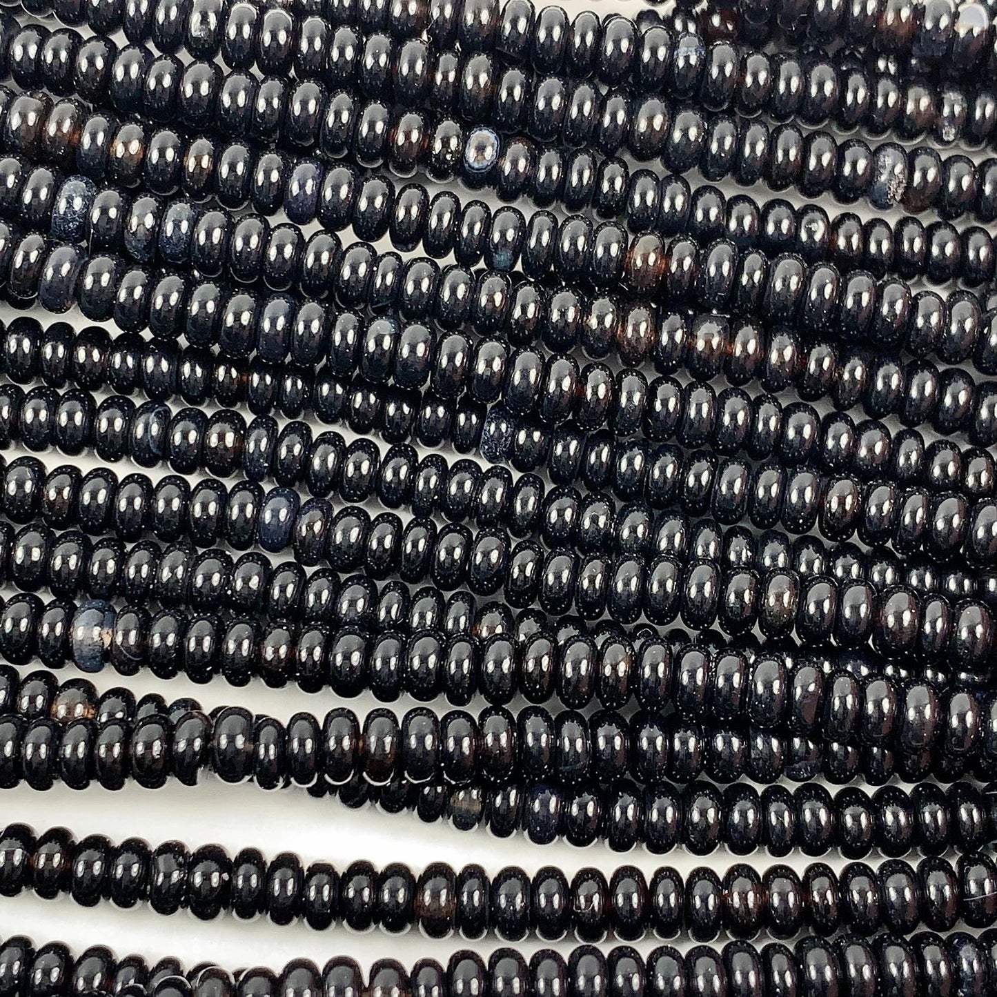 AAA Black Onyx Agate Smooth Rondelle Beads 15" Strand (2x4mm, 4x6mm)