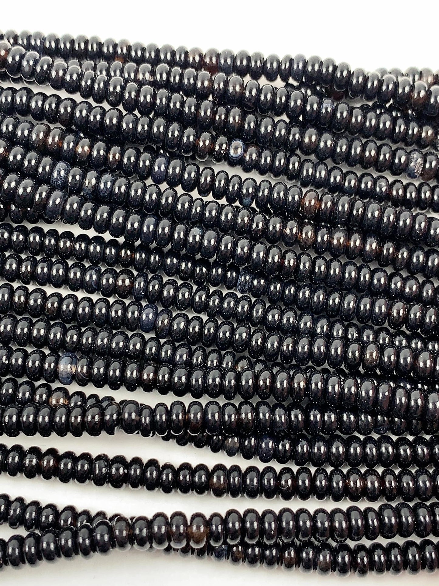 AAA Black Onyx Agate Smooth Rondelle Beads 15" Strand (2x4mm, 4x6mm)