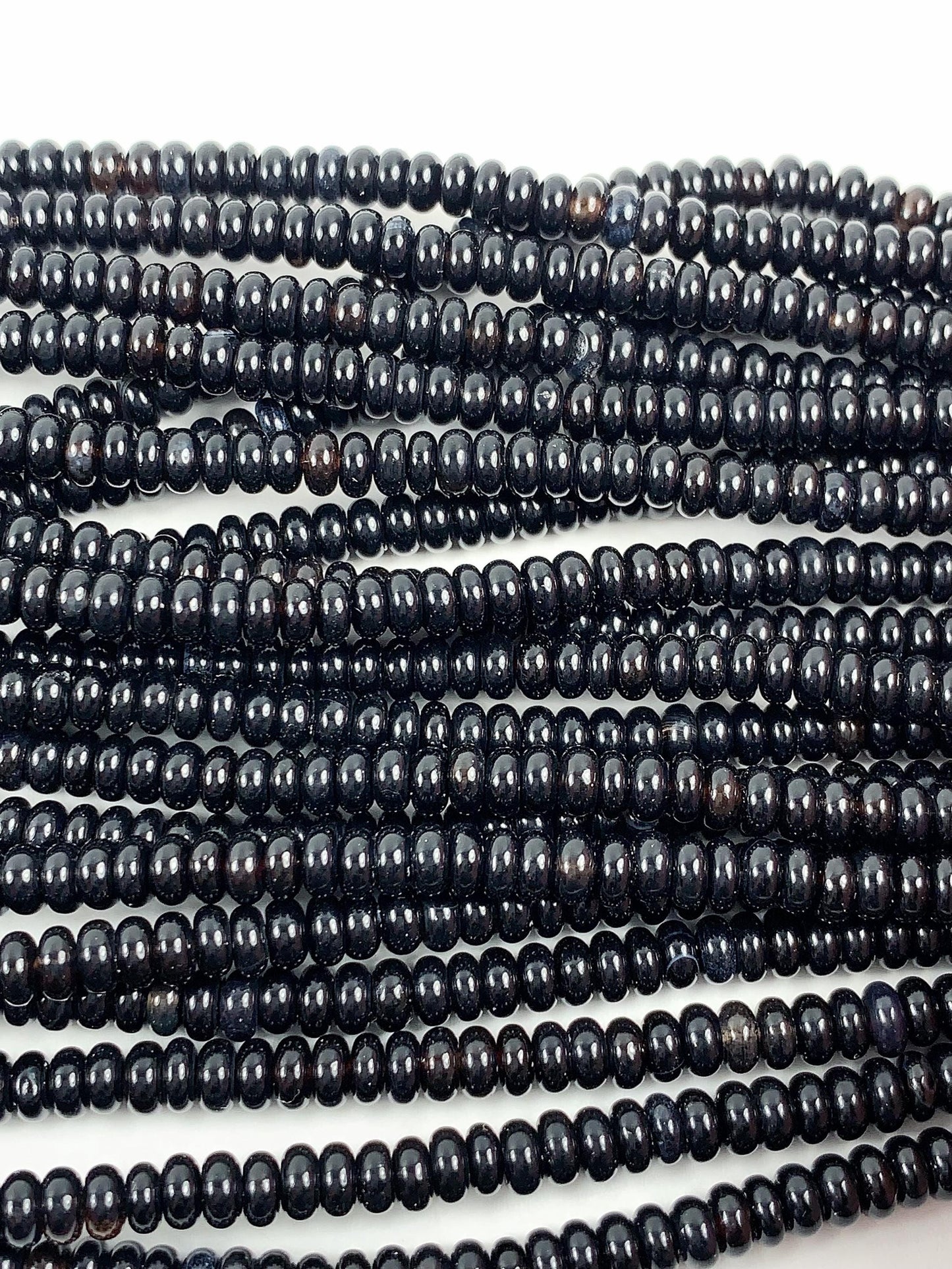 AAA Black Onyx Agate Smooth Rondelle Beads 15" Strand (2x4mm, 4x6mm)