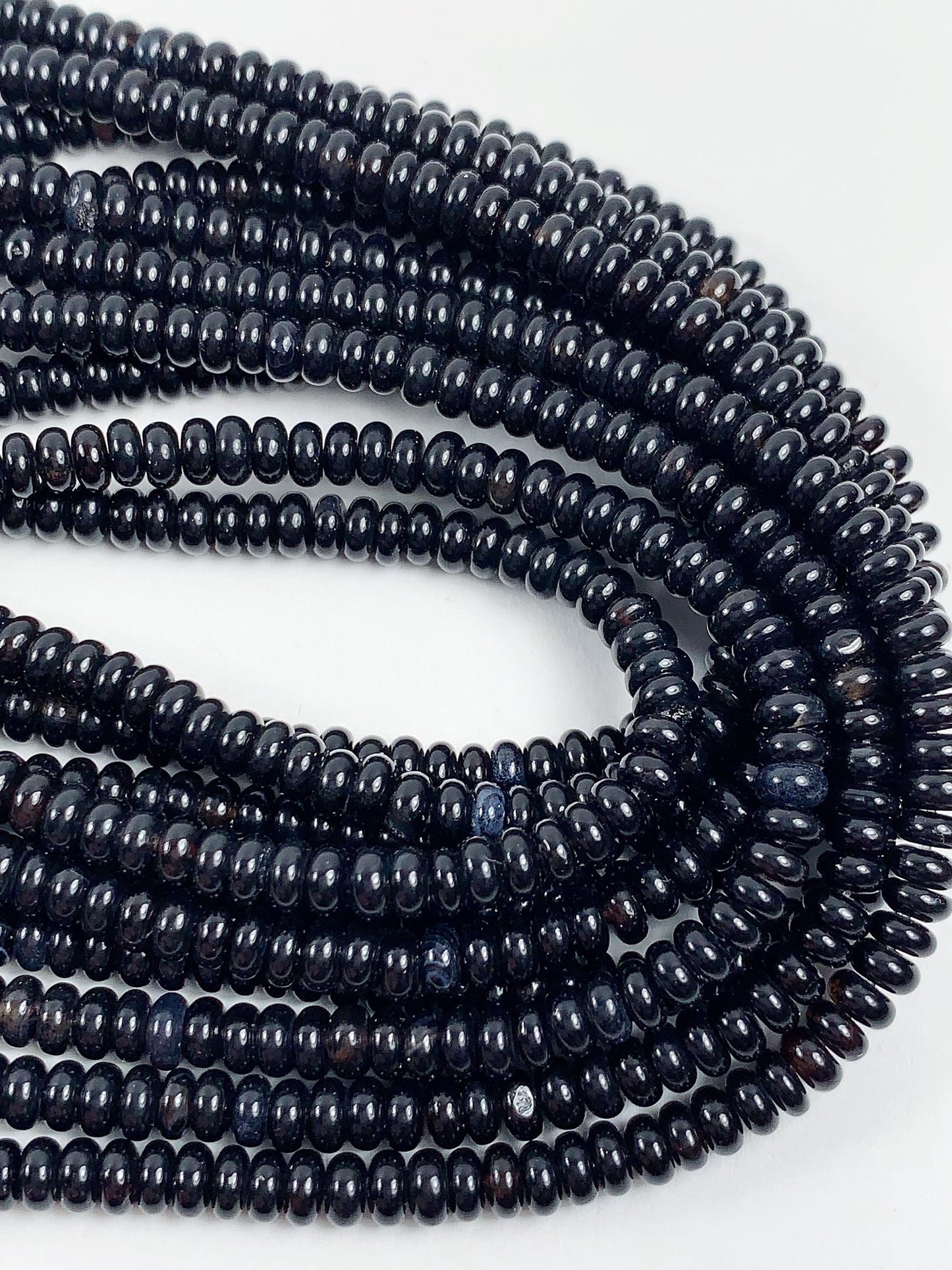 AAA Black Onyx Agate Smooth Rondelle Beads 15" Strand (2x4mm, 4x6mm)