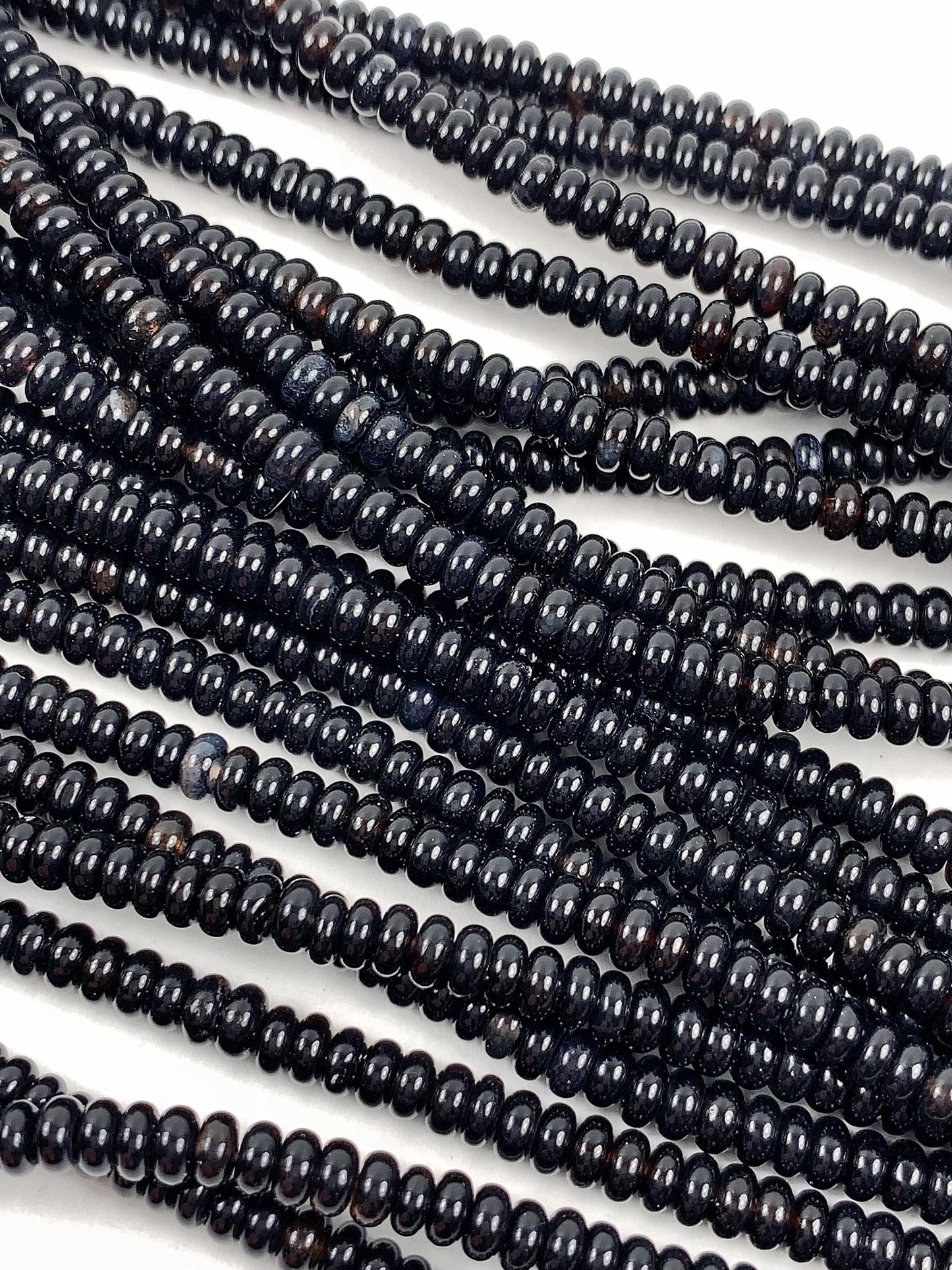AAA Black Onyx Agate Smooth Rondelle Beads 15" Strand (2x4mm, 4x6mm)