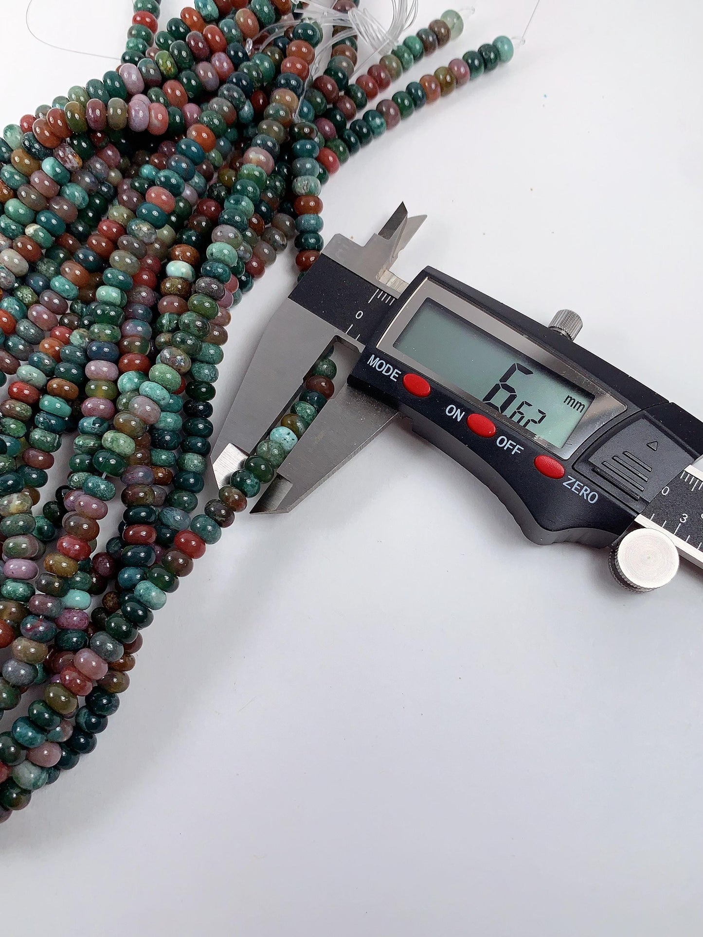 Natural India Agate Smooth Rondelle Beads: Green, Red, Yellow, Brown Strand 15" 2x4mm 4x6mm