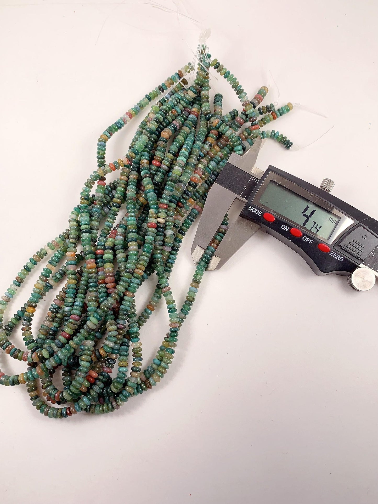 Natural India Agate Smooth Rondelle Beads: Green, Red, Yellow, Brown Strand 15" 2x4mm 4x6mm