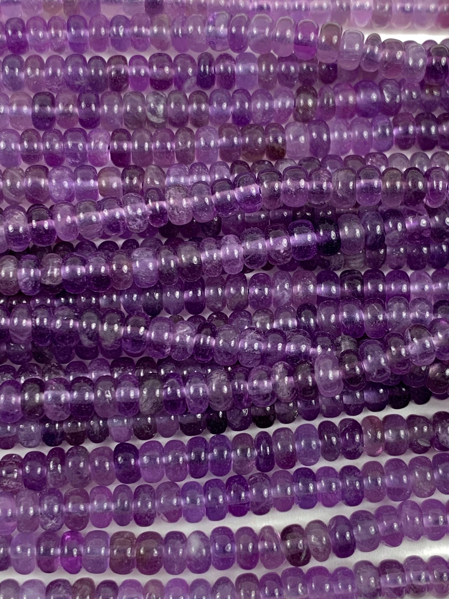 2x4mm Genuine Natural Purple Amethyst Smooth Rondelle Beads 15.5" Strand