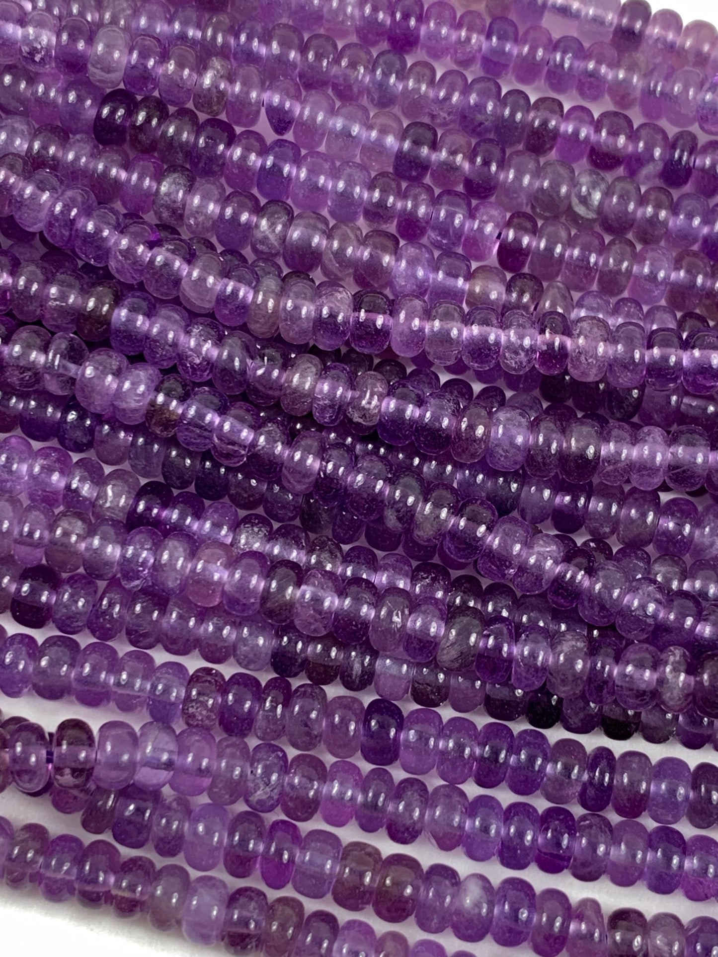 2x4mm Genuine Natural Purple Amethyst Smooth Rondelle Beads 15.5" Strand