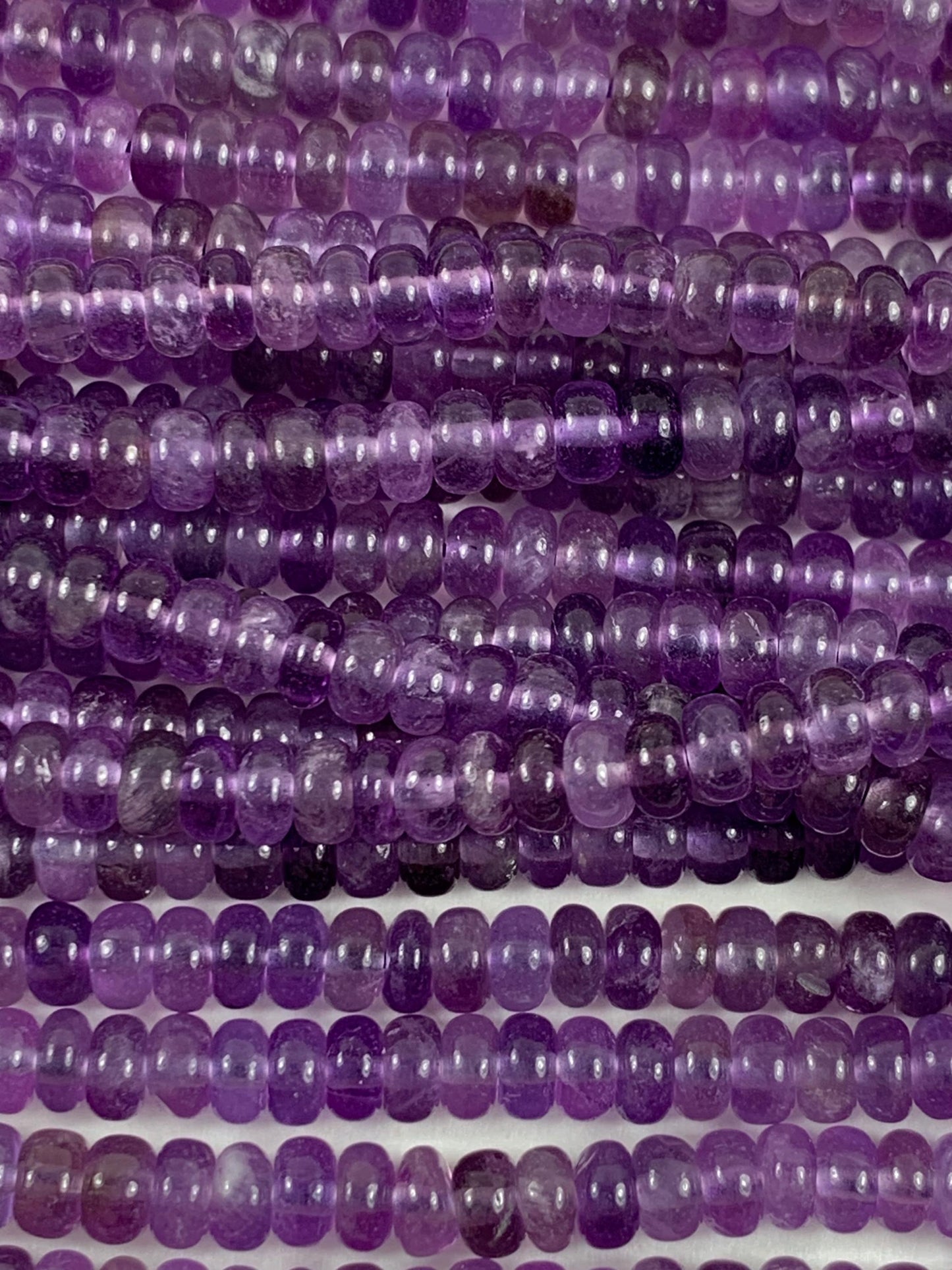 2x4mm Genuine Natural Purple Amethyst Smooth Rondelle Beads 15.5" Strand