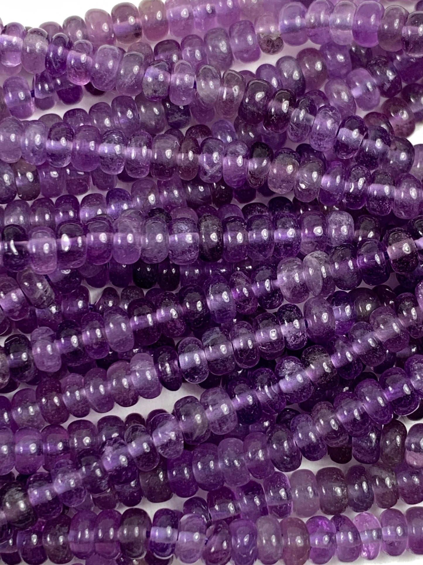 2x4mm Genuine Natural Purple Amethyst Smooth Rondelle Beads 15.5" Strand