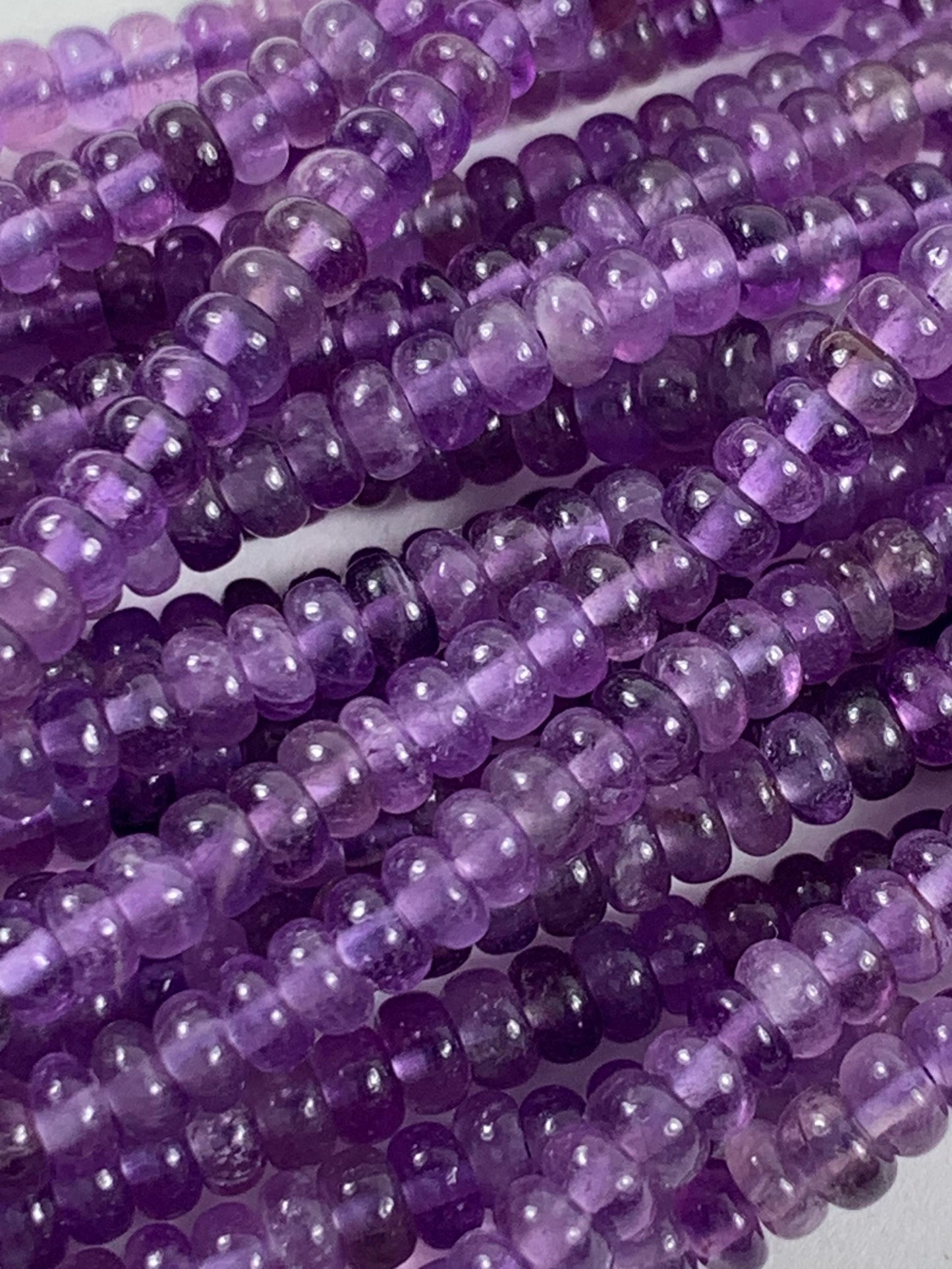 2x4mm Genuine Natural Purple Amethyst Smooth Rondelle Beads 15.5" Strand