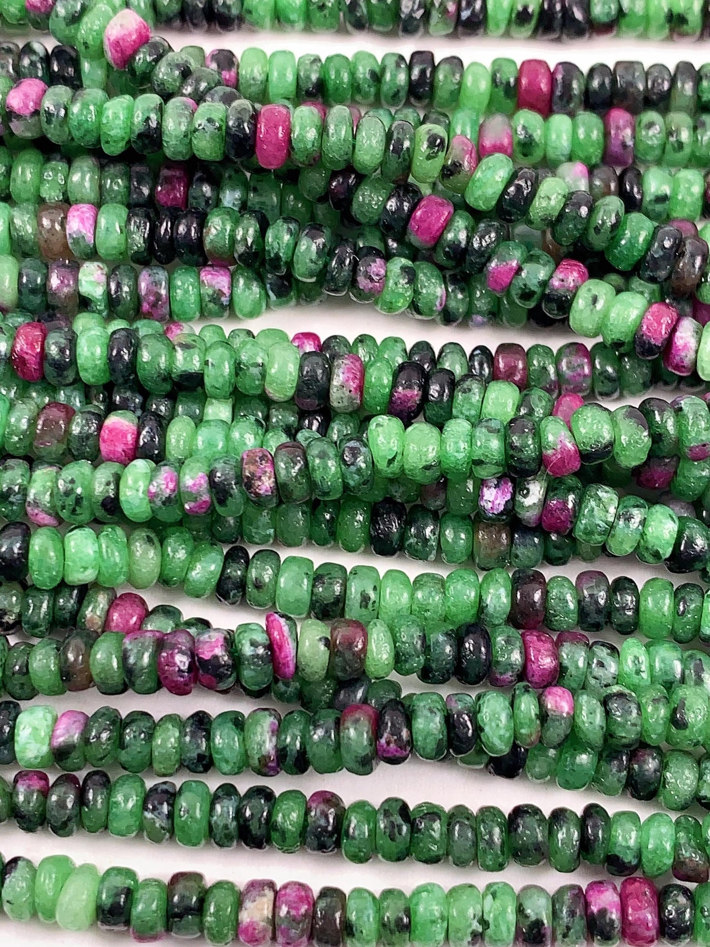 2x4mm Natural Red Ruby Green Zoisite Smooth Rondelle Beads Gemstone Strand 15.5"