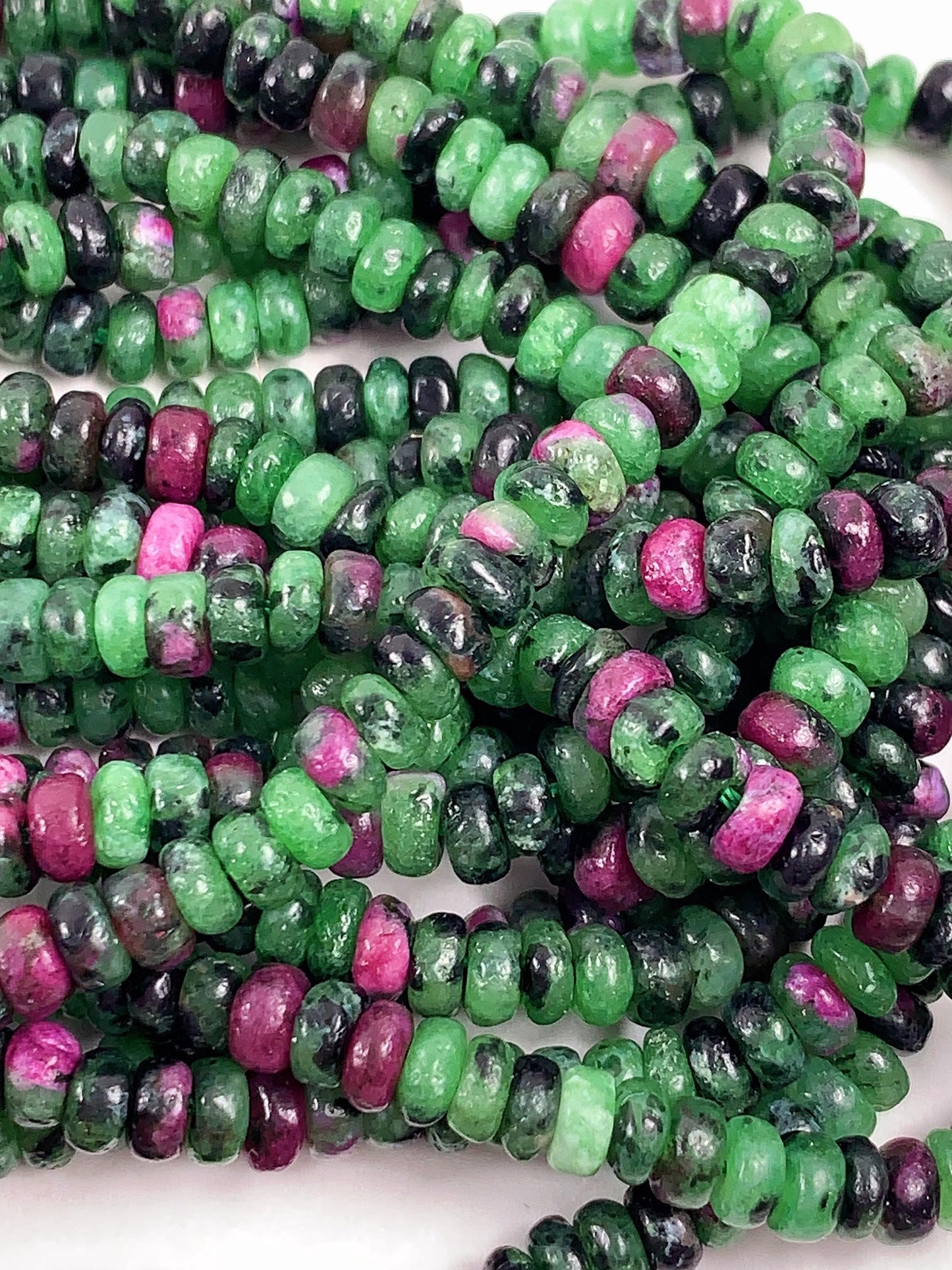 2x4mm Natural Red Ruby Green Zoisite Smooth Rondelle Beads Gemstone Strand 15.5"
