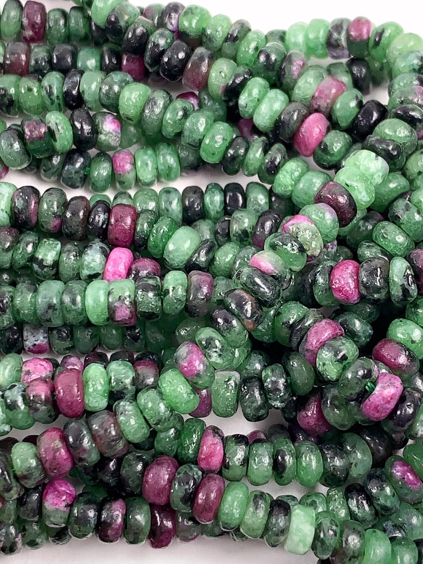 2x4mm Natural Red Ruby Green Zoisite Smooth Rondelle Beads Gemstone Strand 15.5"