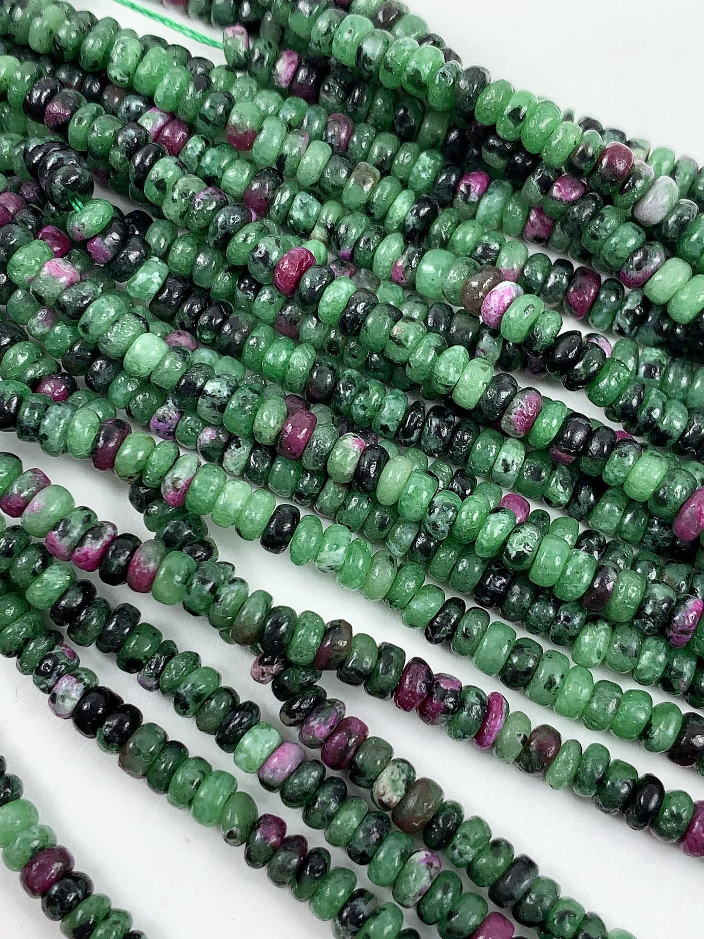 2x4mm Natural Red Ruby Green Zoisite Smooth Rondelle Beads Gemstone Strand 15.5"