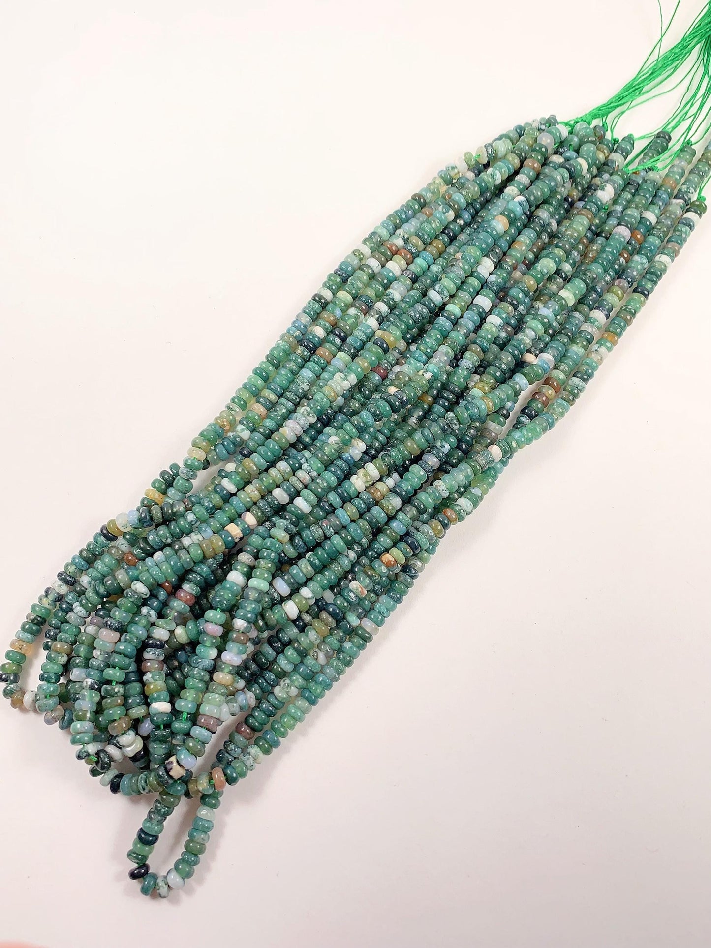 2x4mm Natural Green Moss India Agate Smooth Rondelle Beads Strand 15