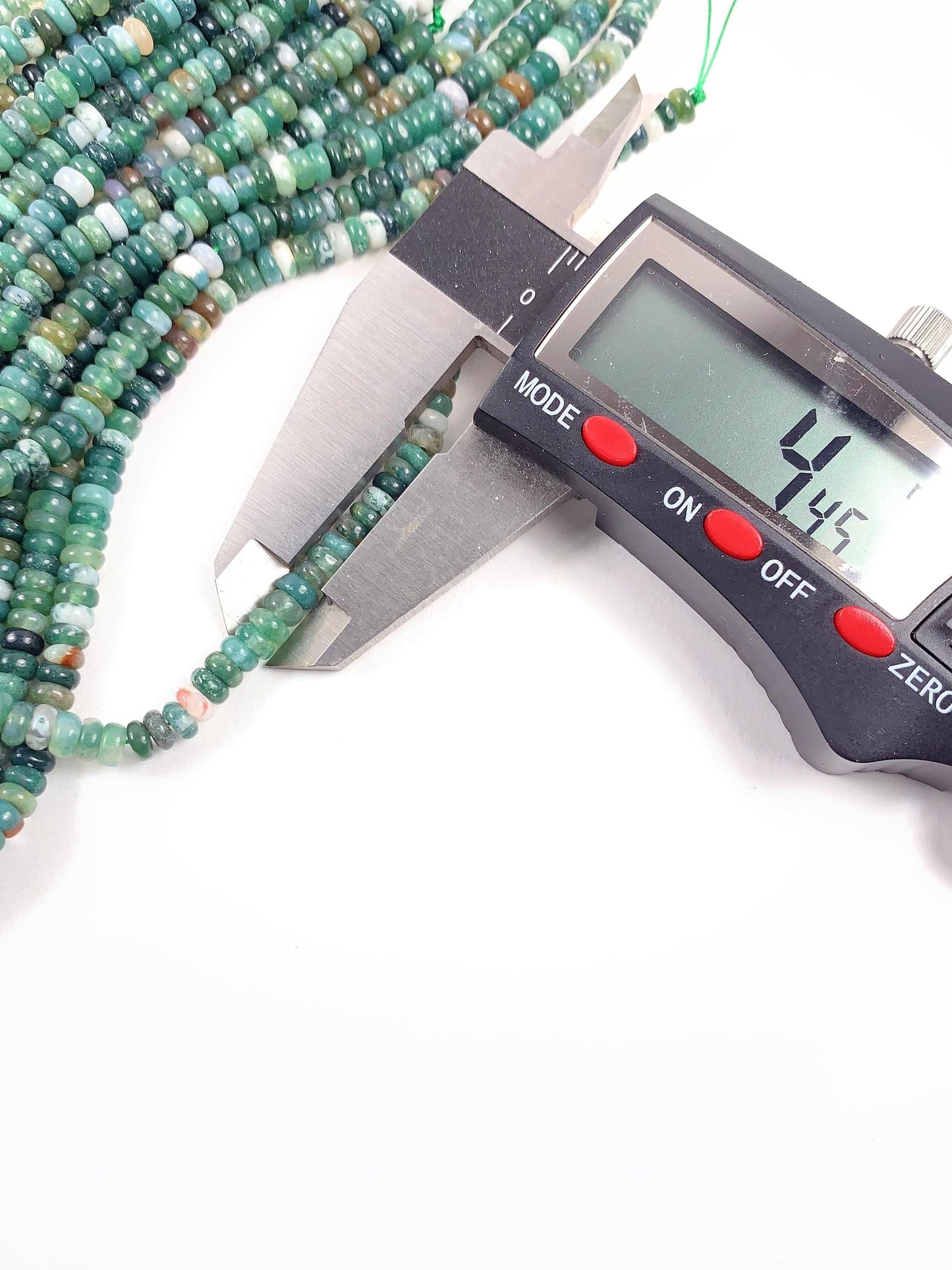 2x4mm Natural Green Moss India Agate Smooth Rondelle Beads Strand 15