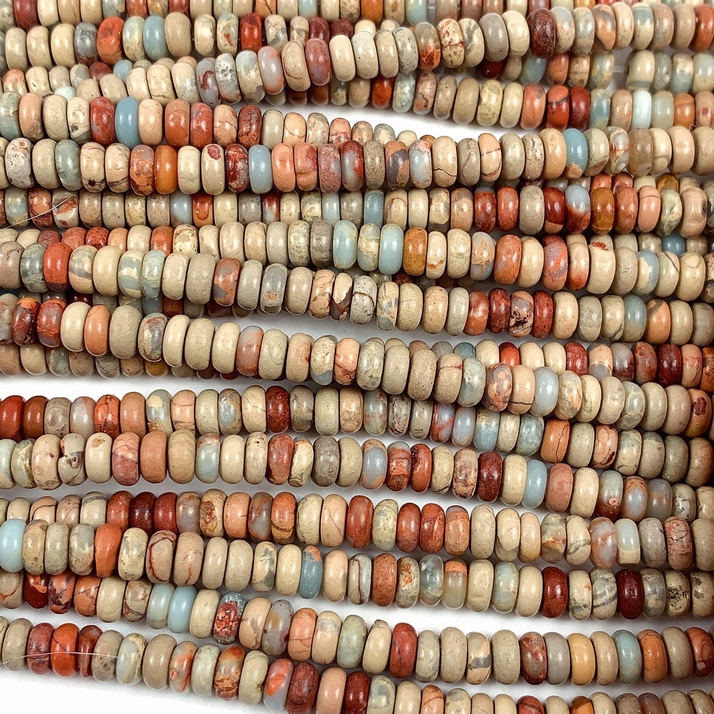 2x4mm Genuine Natural Sky Blue Red Brown Agalmatolite Smooth Rondelle Beads 15" Strand